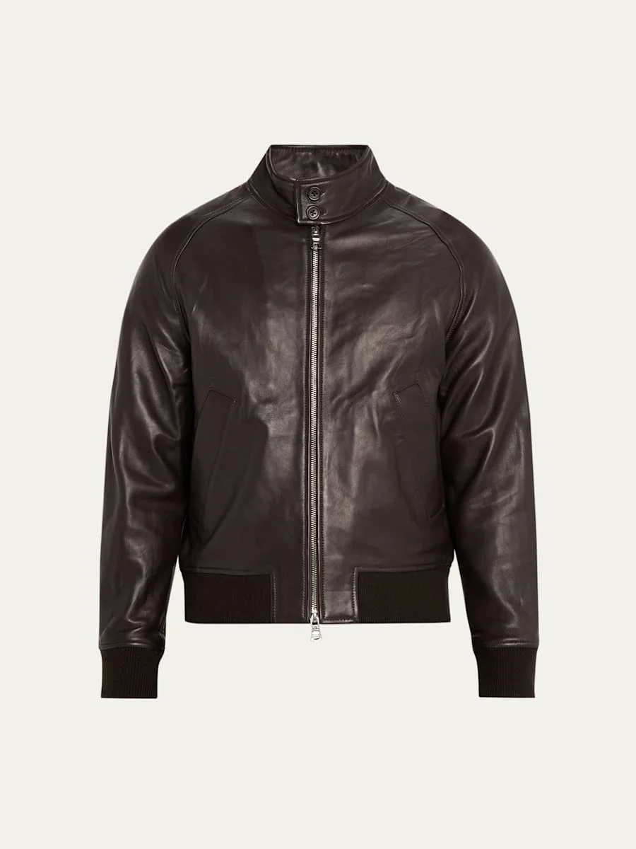 Men's Craig Leather Bomber Jacket - 1