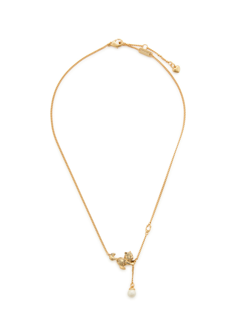 Coach Cat and Pearl Pendant Necklace - 3