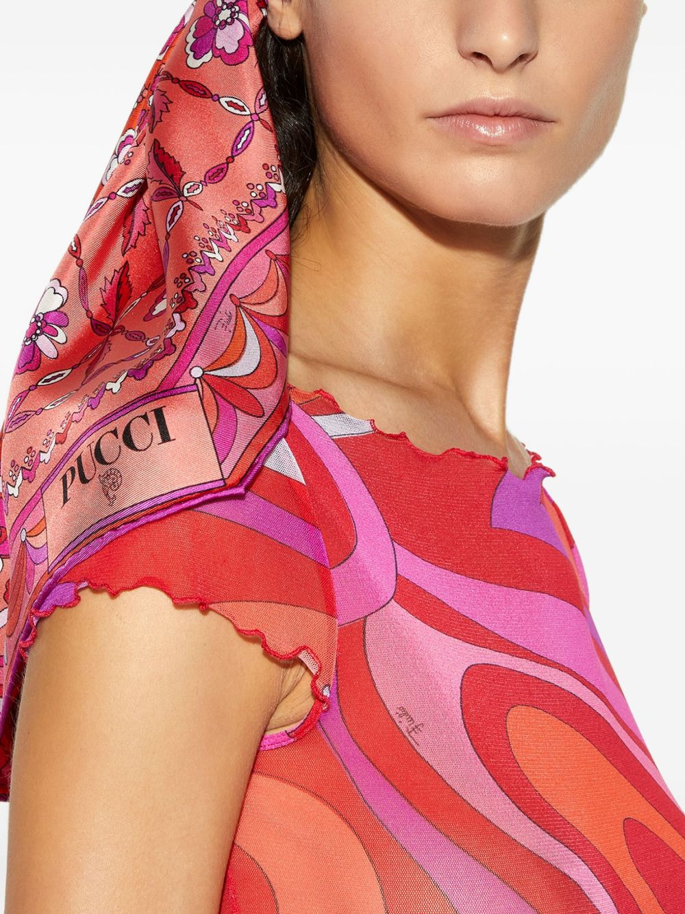 pattern silk scarf - 4