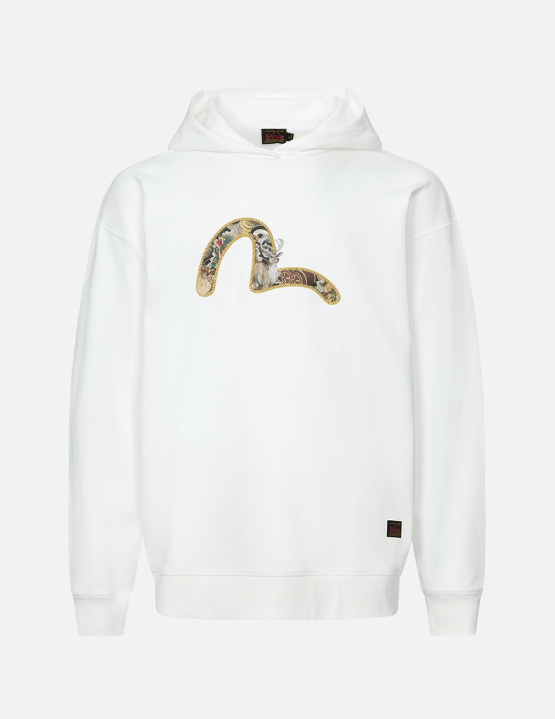 DEER AND TREASURE-PATTERN SEAGULL PRINT LOOSE FIT HOODIE 1