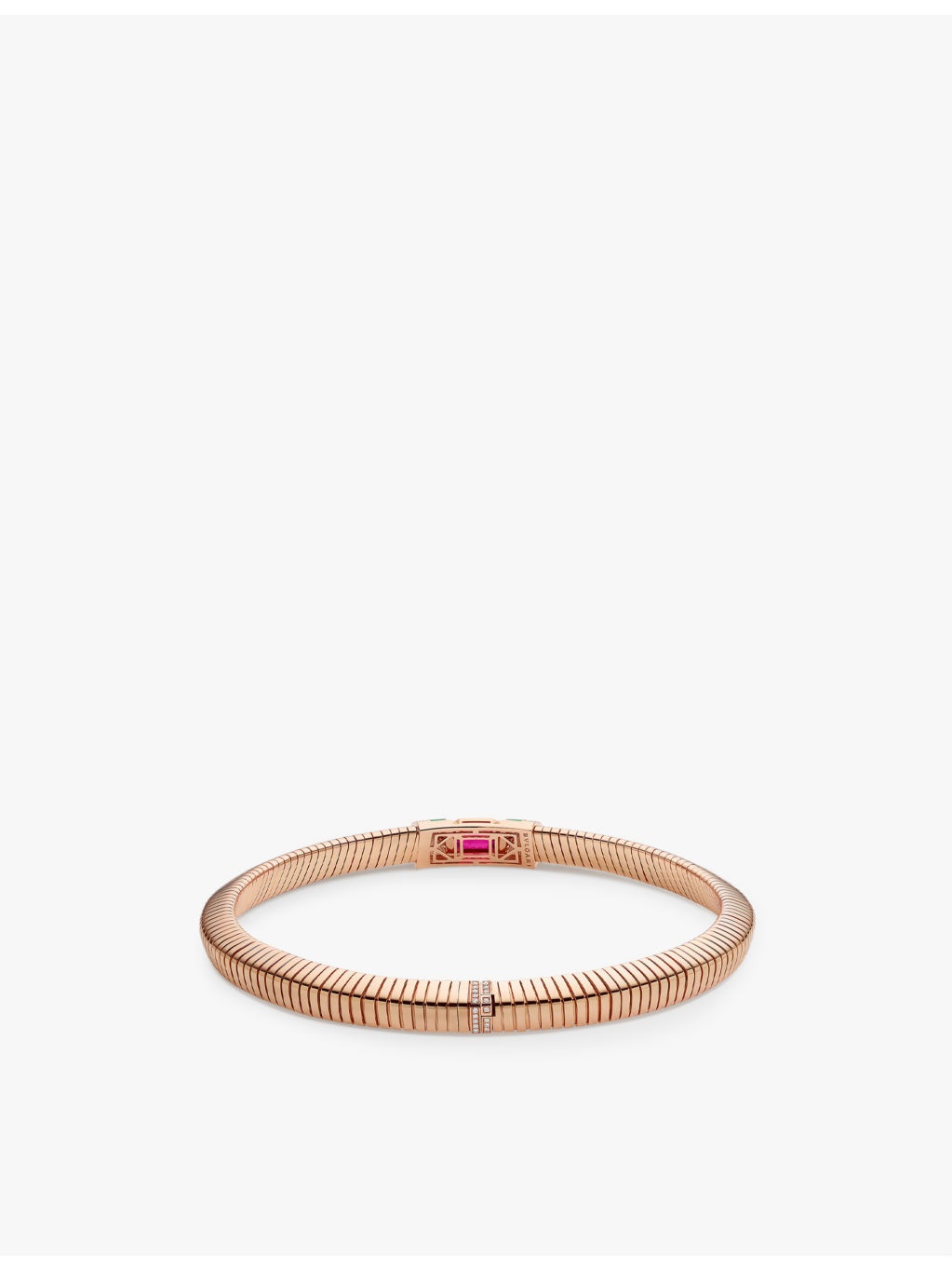 Bvlgari Tubogas 18ct rose-gold and 1.58ct brilliant cut-diamond necklace - 4