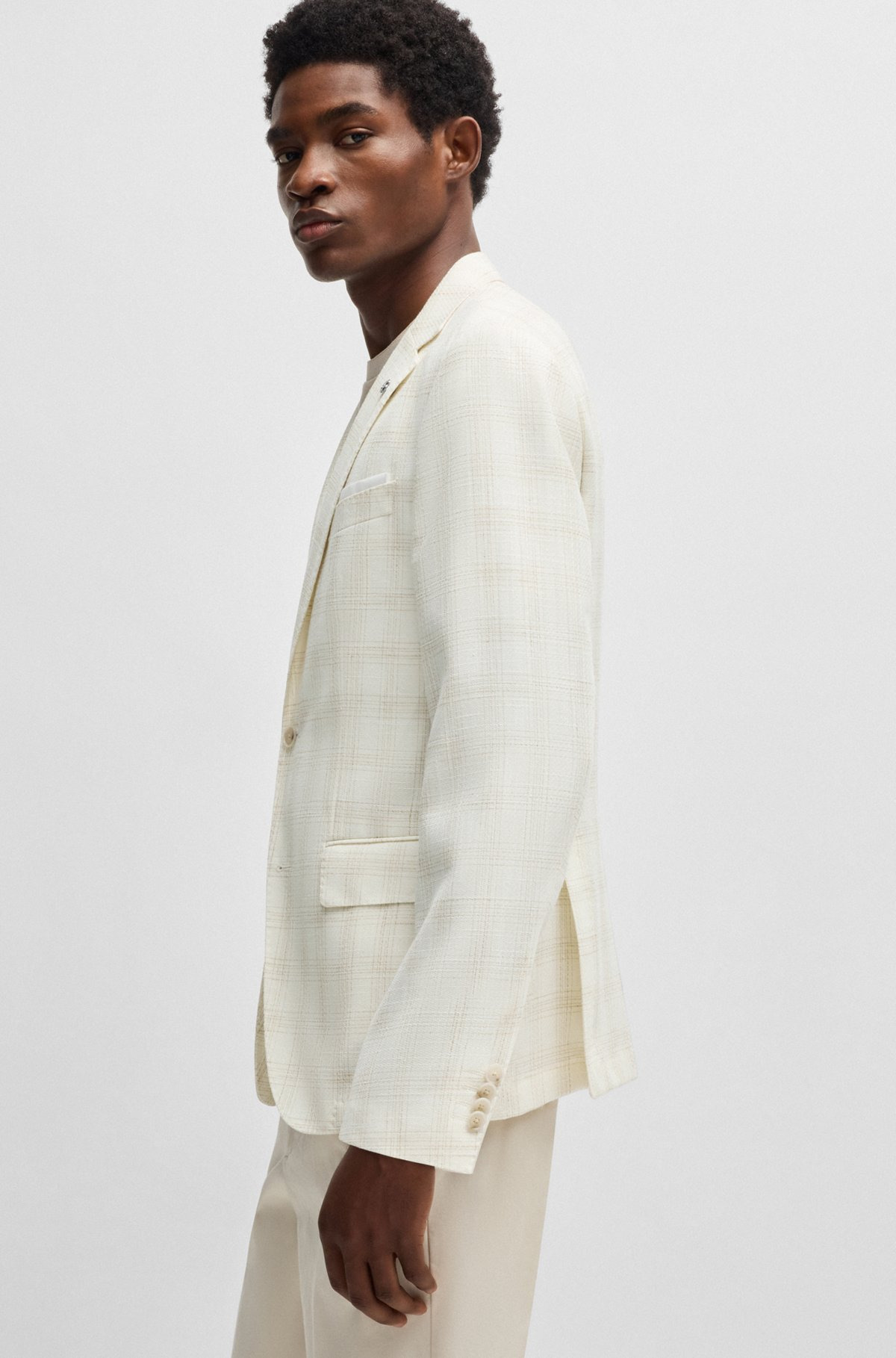 SLIM-FIT SUIT JACKET IN A CHECKED WOOL BLEND - 6