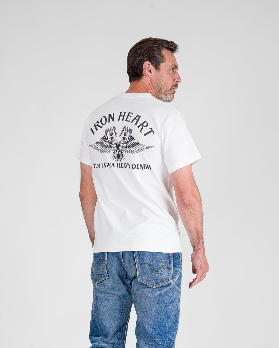 7.5OZ PRINTED LOOPWHEEL CREW NECK T-SHIRT - WHITE - 2