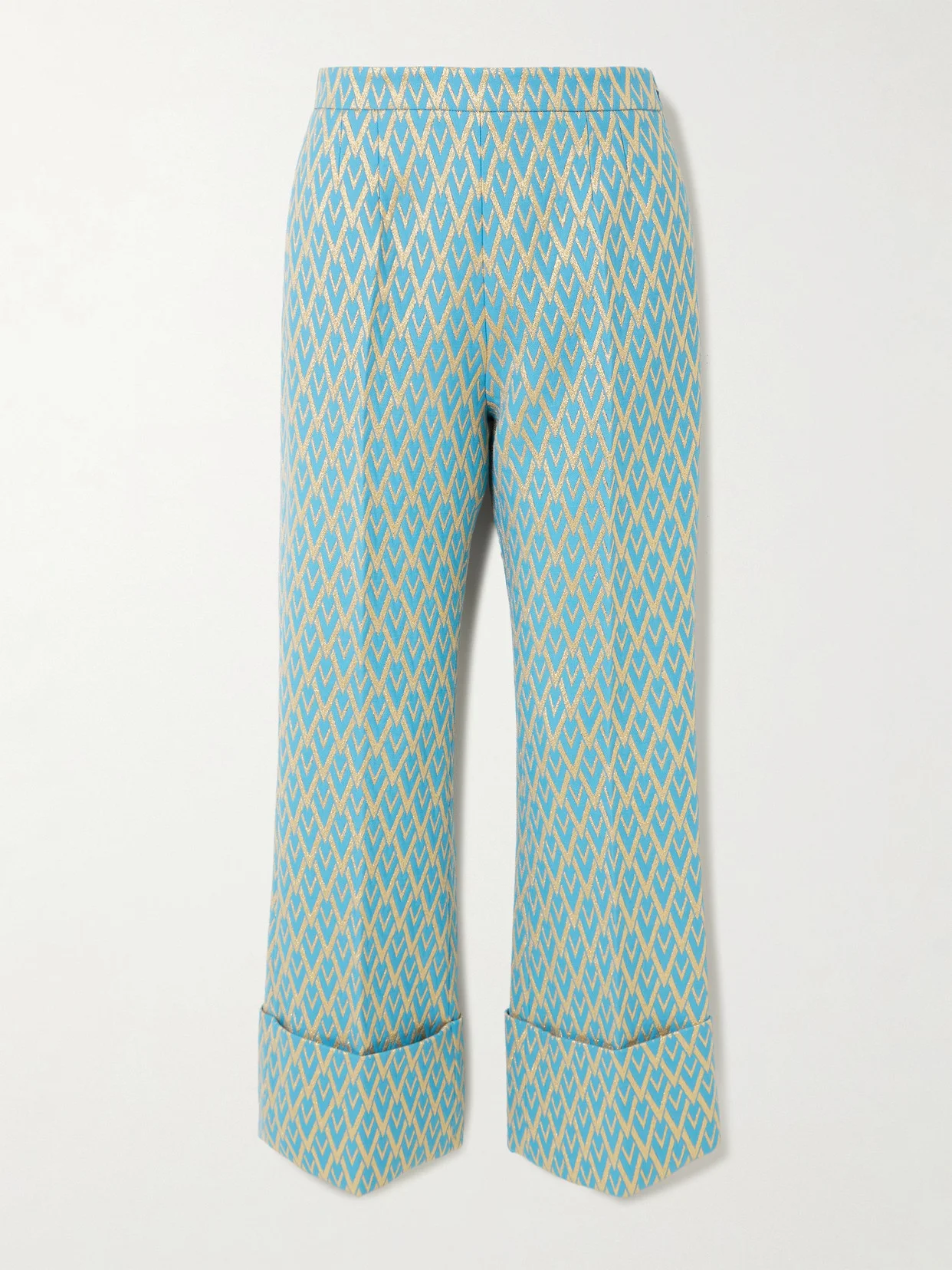 Metallic Wool-blend Jacquard Wide-leg Pants - 1