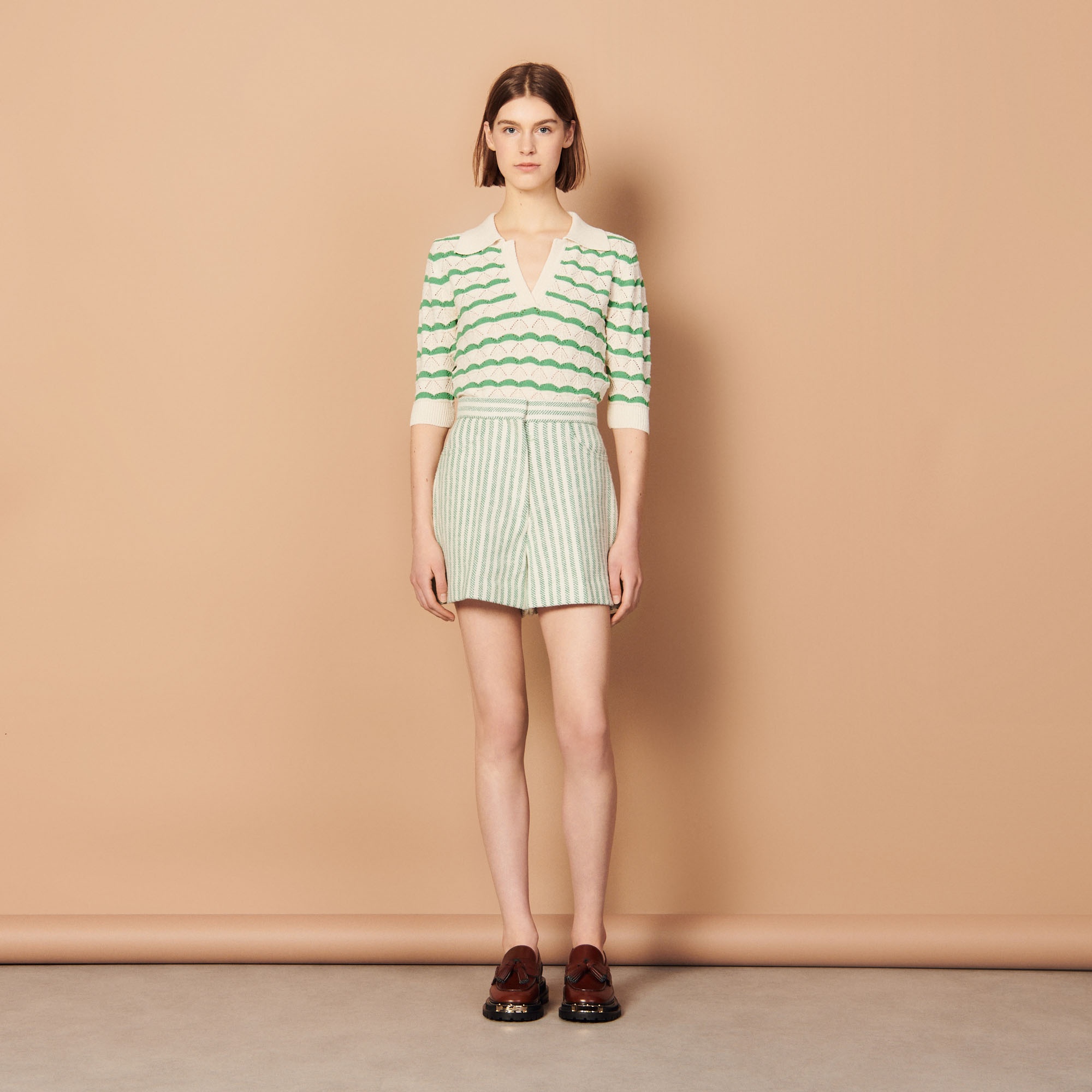 Wide striped shorts - 6