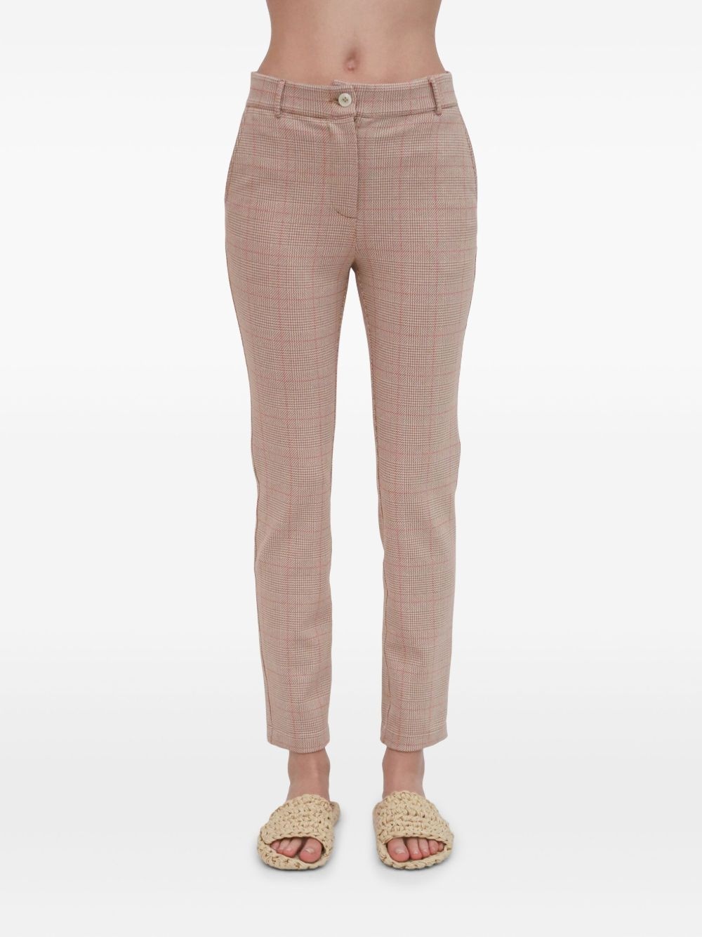 plaid-pattern skinny trousers - 6