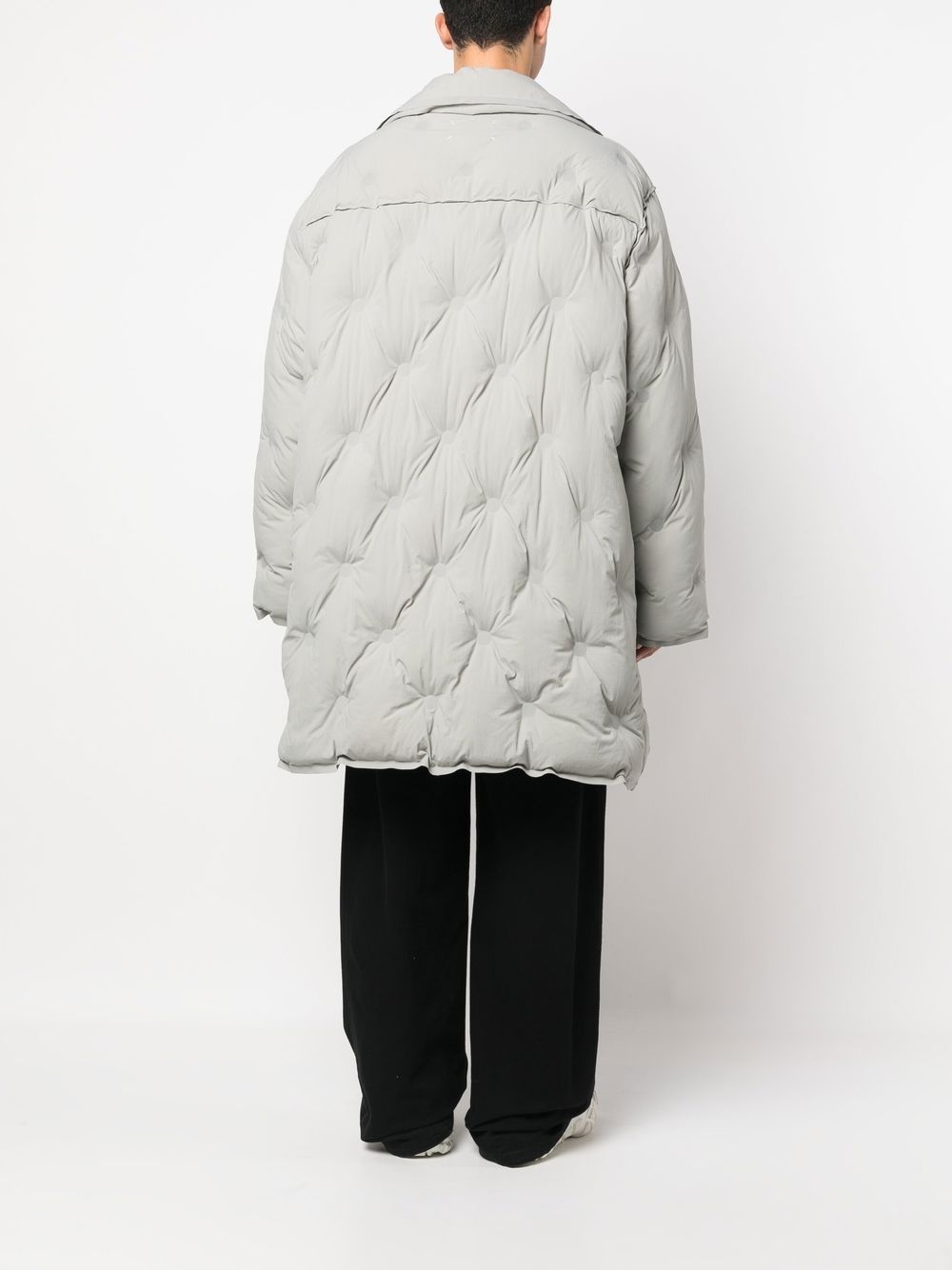 peak lapel padded coat - 4