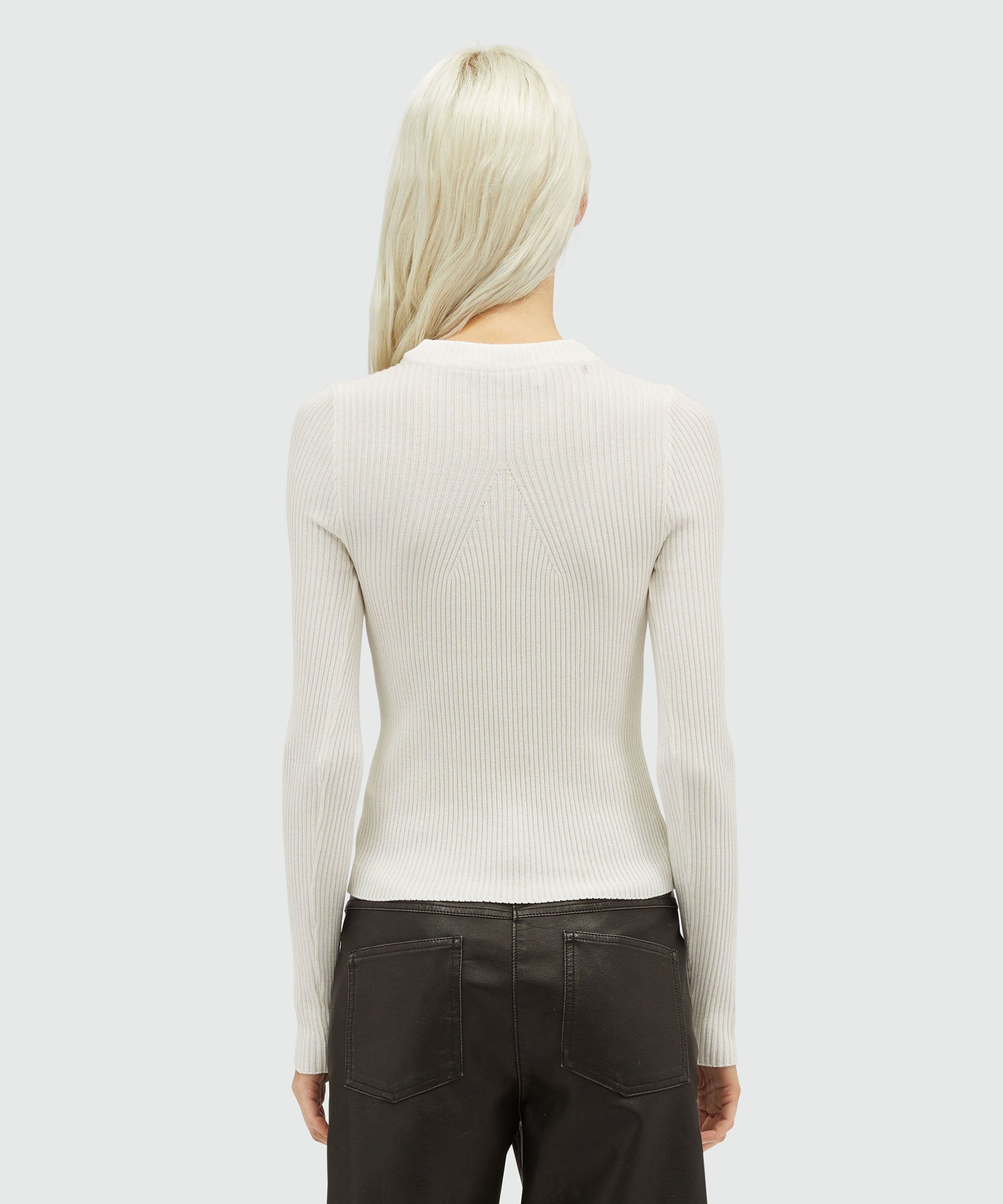 Stretch ribbed viscose sweater - 3