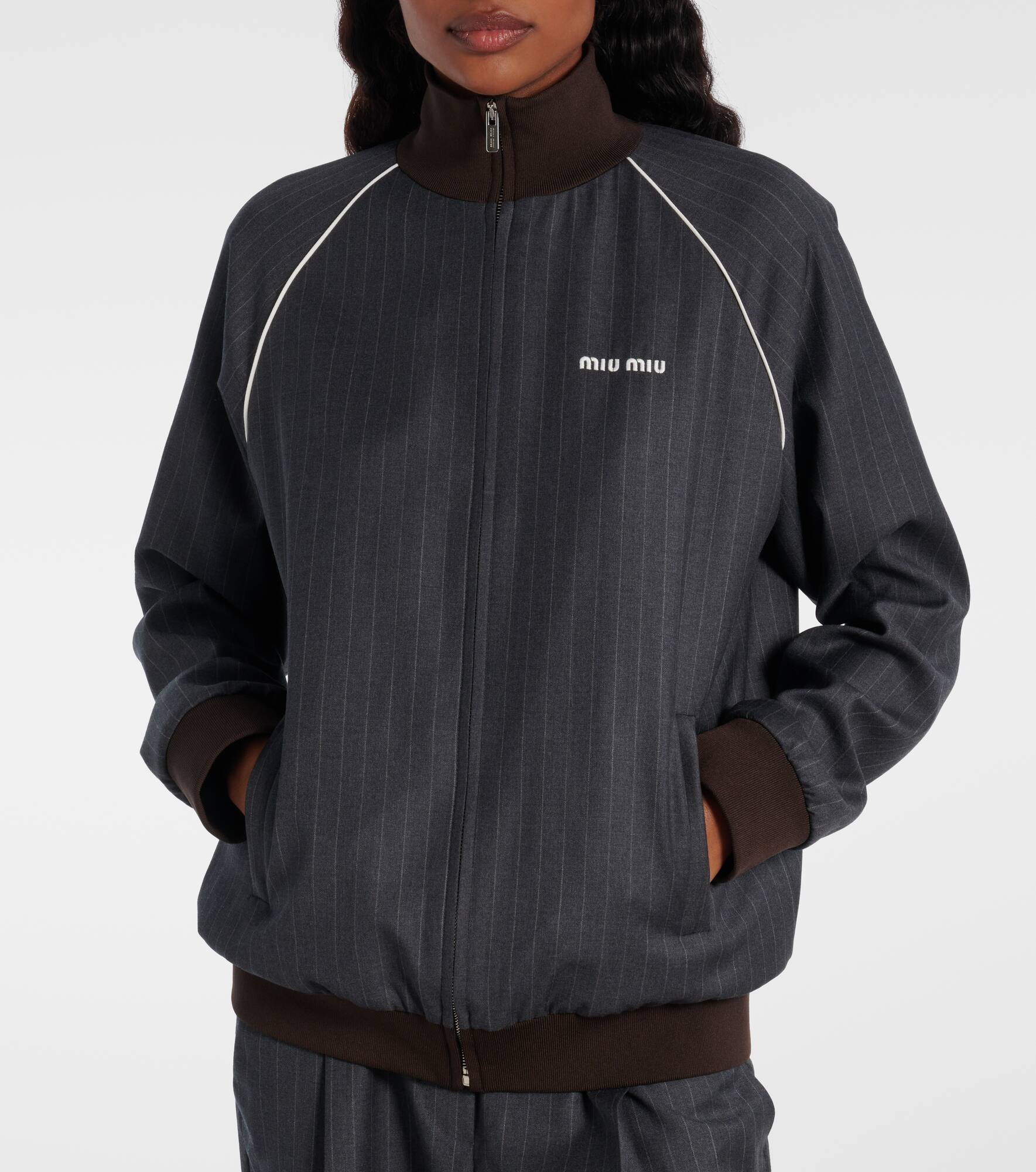 Pinstripe virgin wool blouson - 6