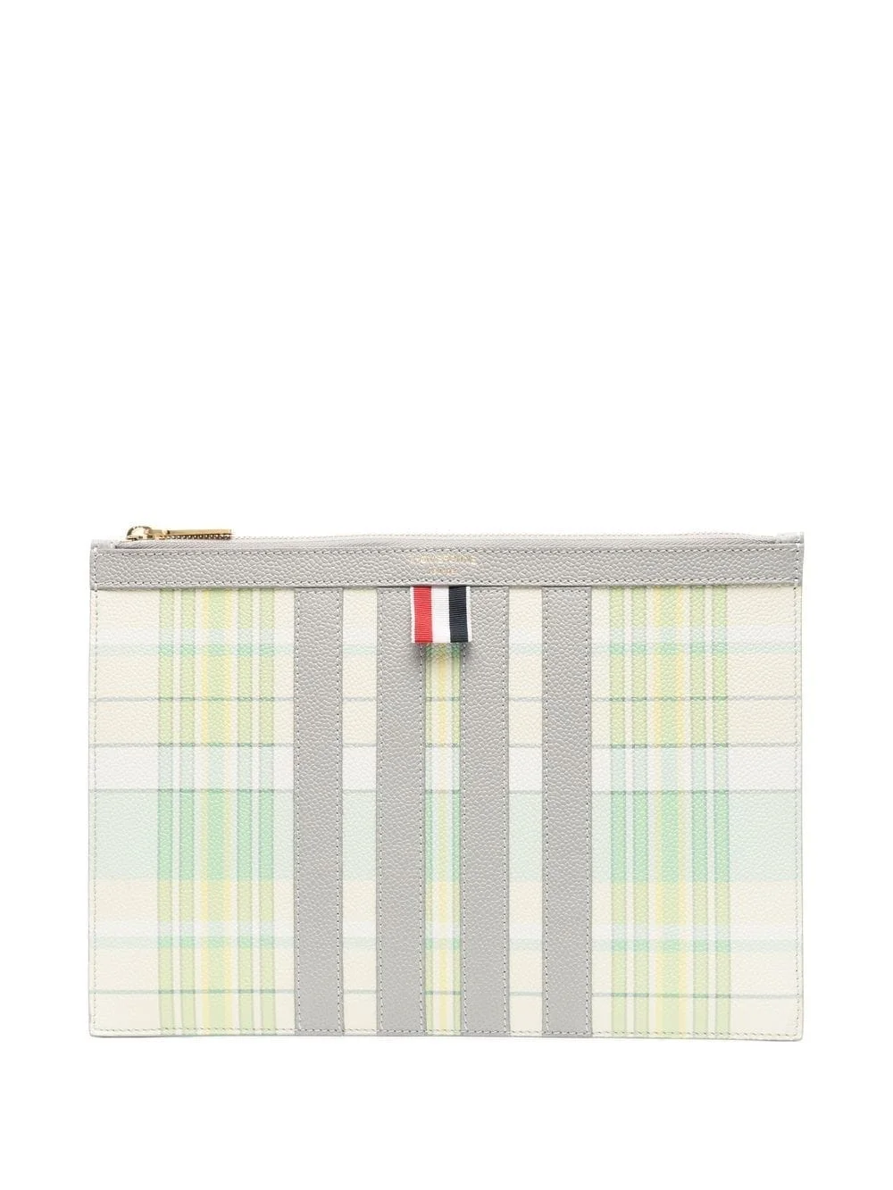 plaid-check print clutch bag - 1