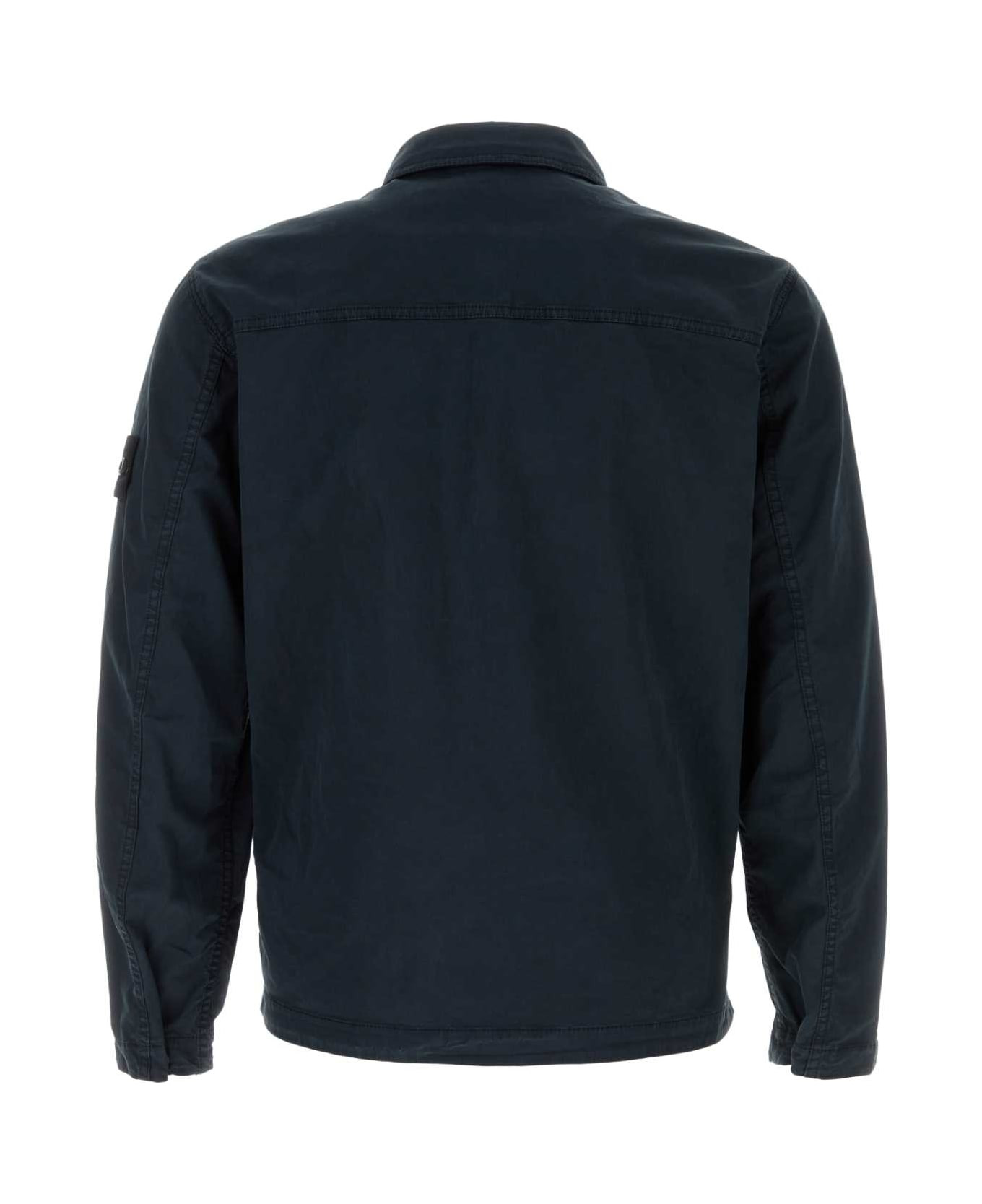 Navy Blue Stretch Cotton Jacket - 2