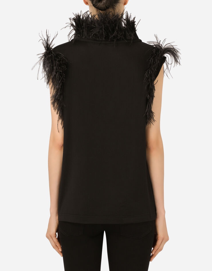 Jersey T-shirt with feathers - 2