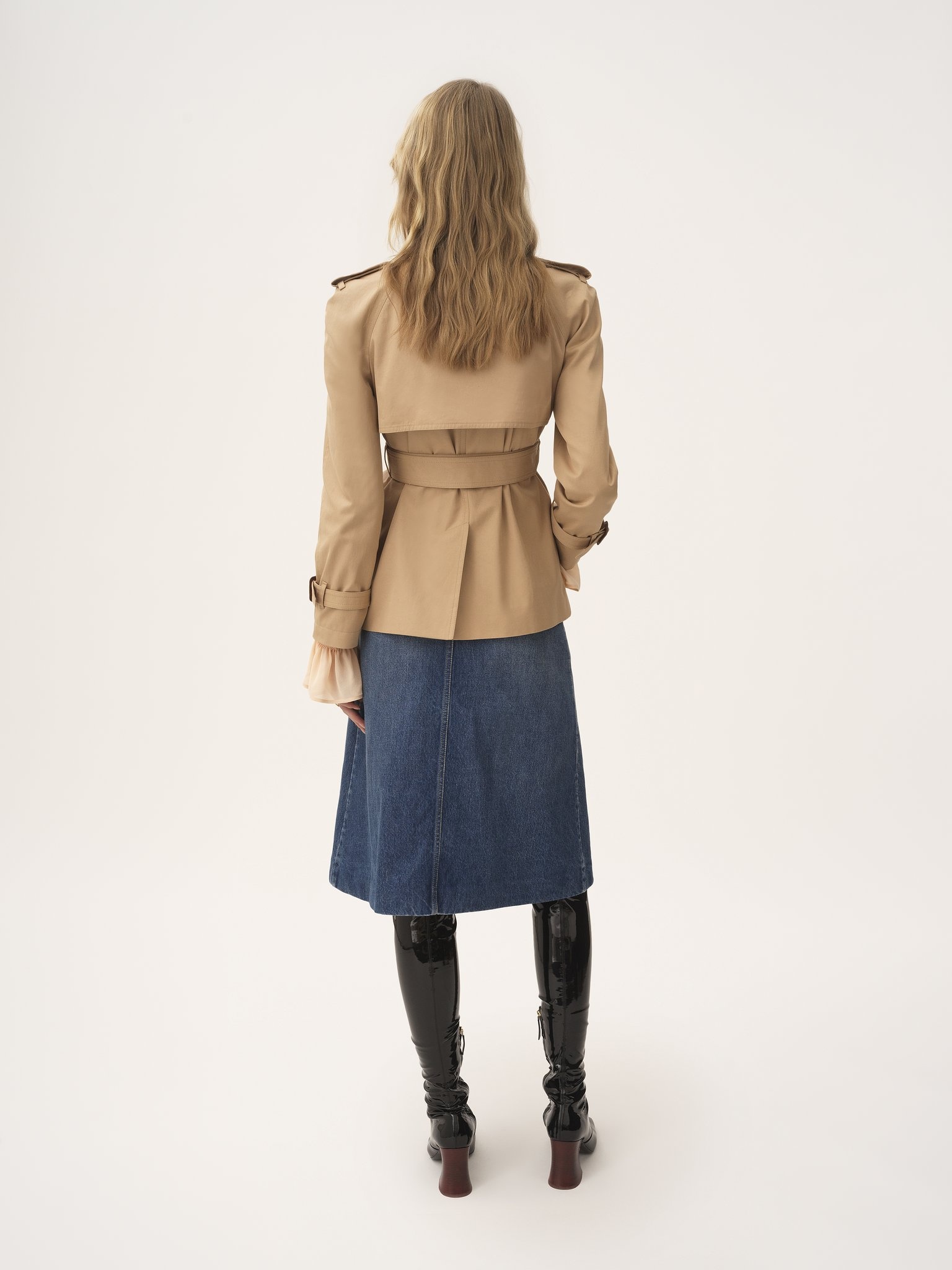 SHORT TRENCH COAT IN COTTON GABARDINE - 6