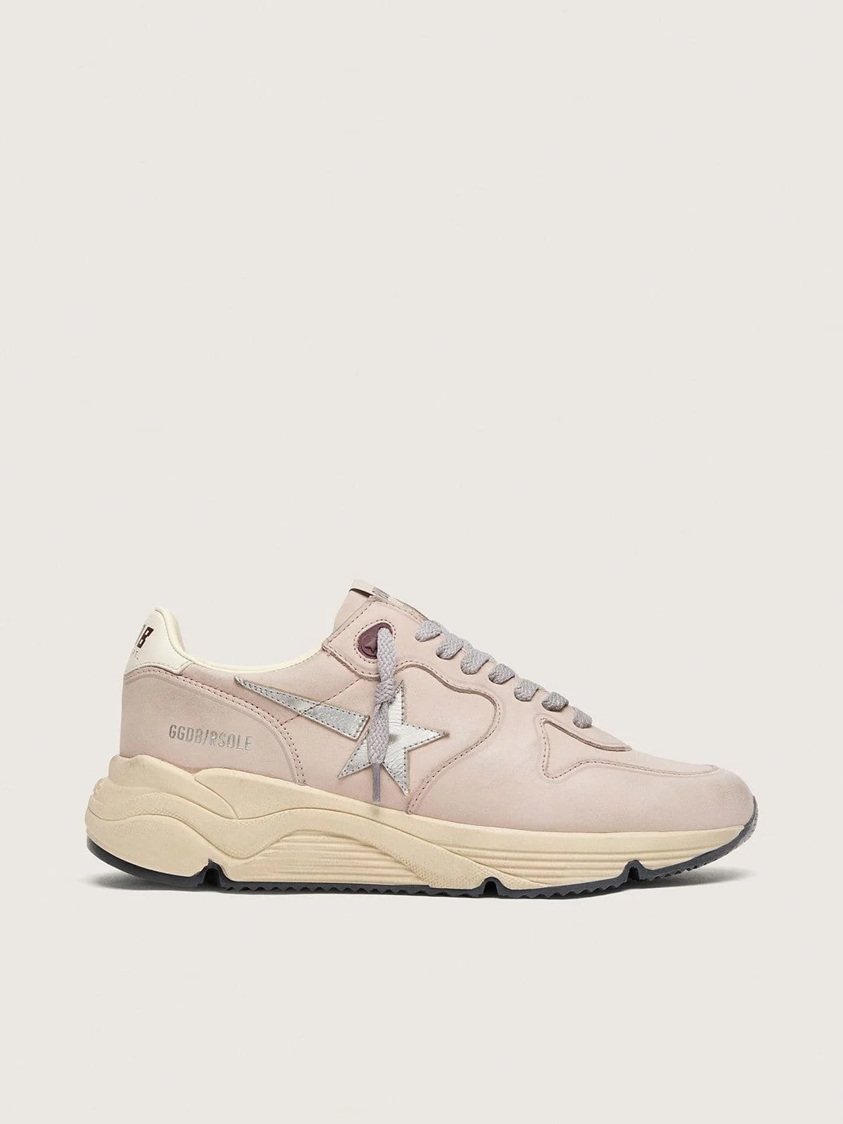 Women’s Running Sole in powder-pink leather with silver star - 1