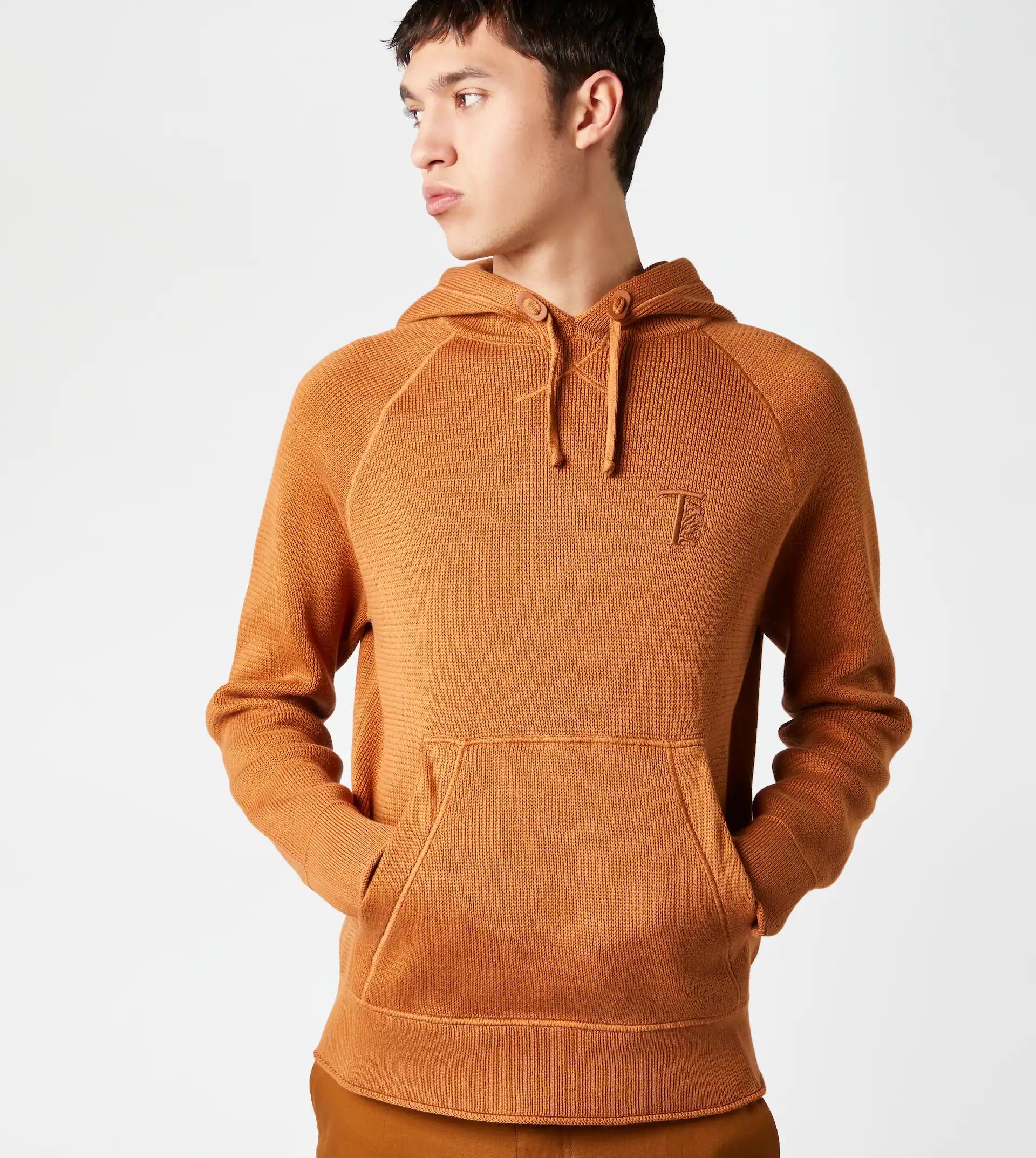 SWEATSHIRT-STYLE JUMPER IN COTTON - BROWN - 7