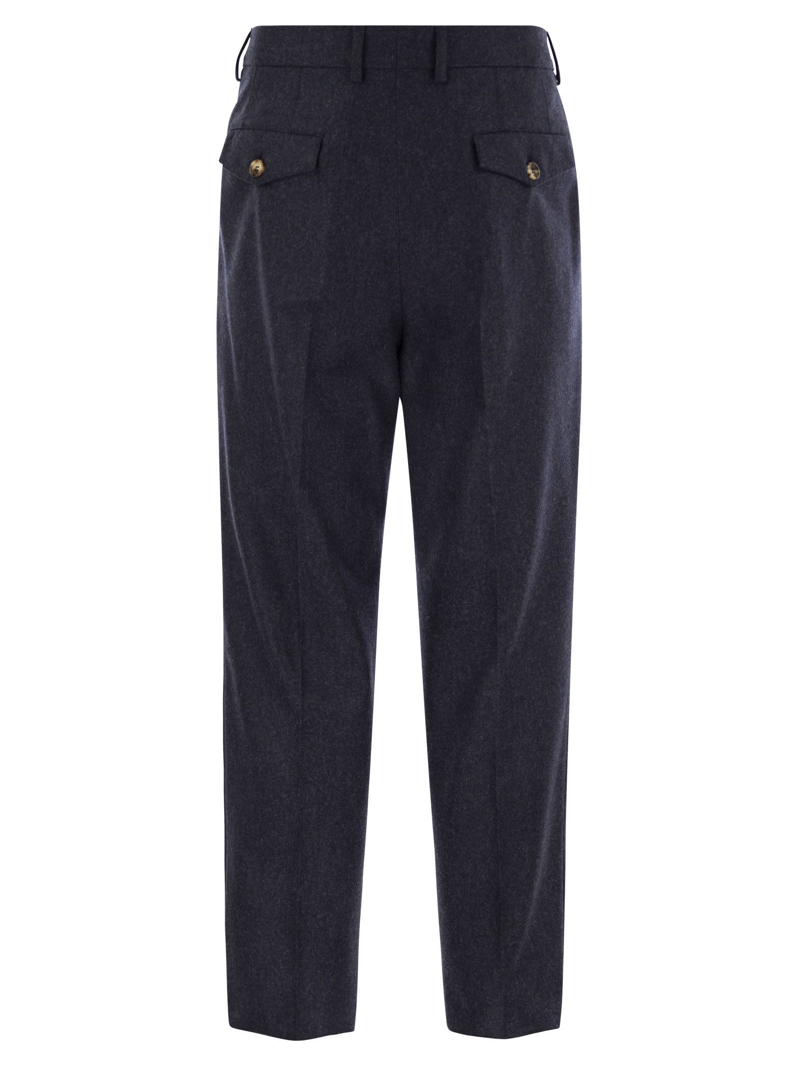 Brunello Cucinelli Men Leisure Fit Trousers In Virgin Wool Flannel With Double Darts - 2