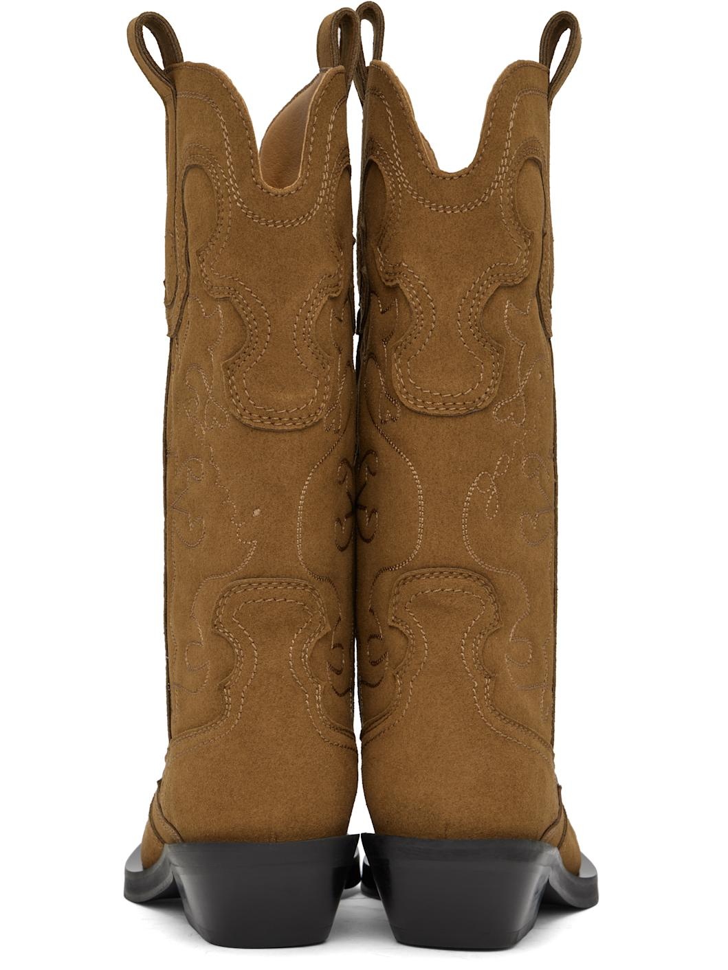 Gold Mid Shaft Embroidered Western Boots - 2