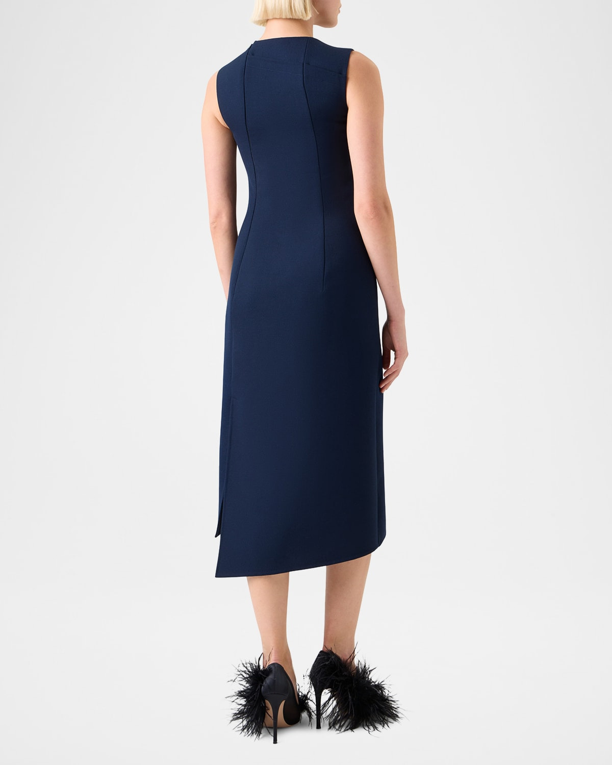 Asymmetric Double-Face Wool Midi Dress - 3
