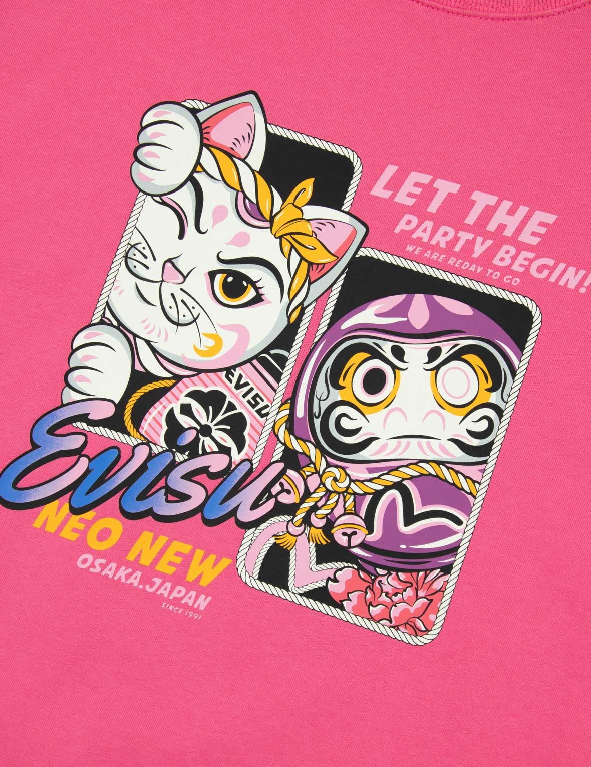 FORTUNE CAT AND DARUMA PRINT OVERSIZED SWEATSHIRT - 8