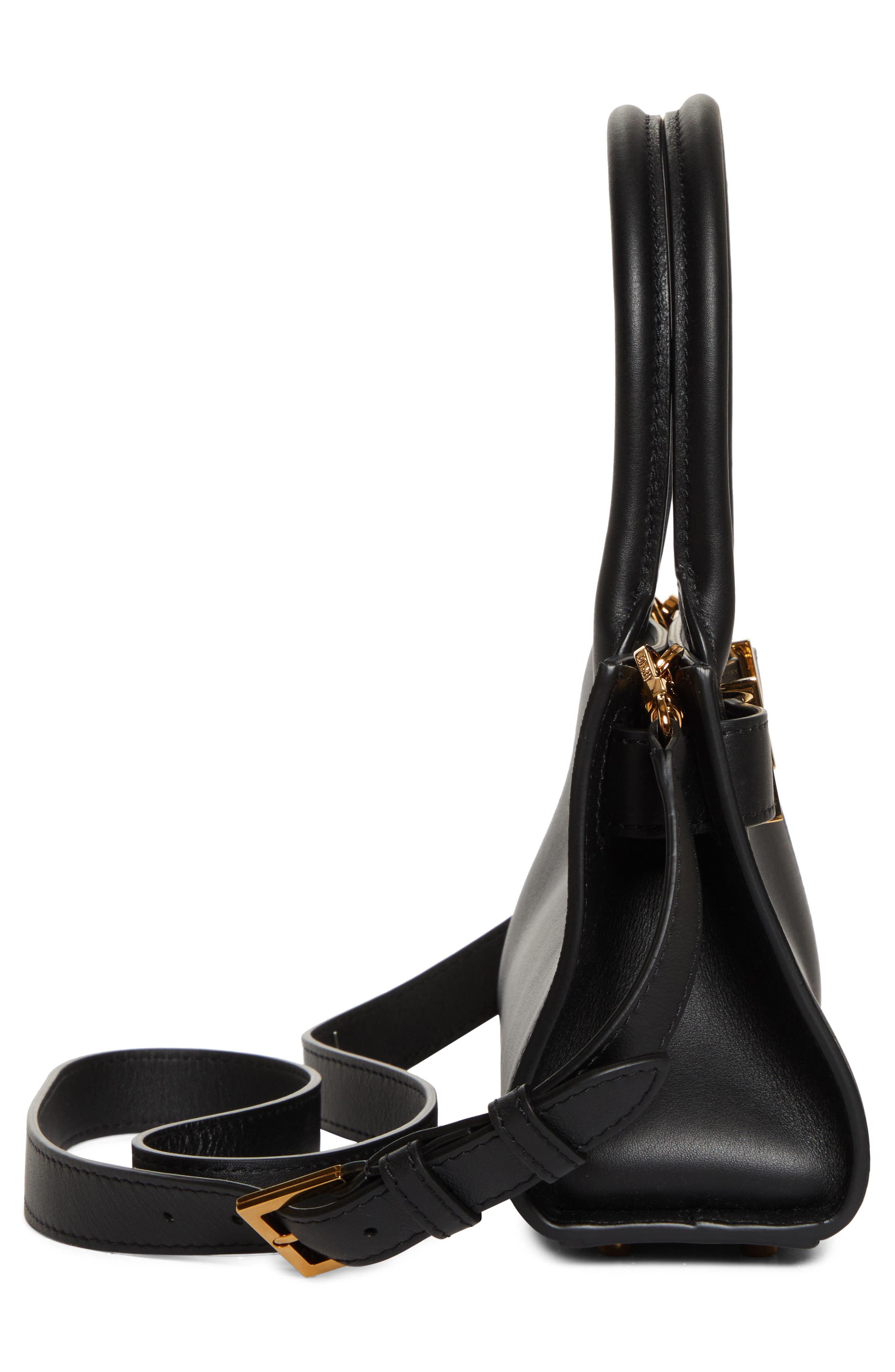 Versace Medusa Small Belted Leather Tote in Black-Versace Gold at Nordstrom - 6