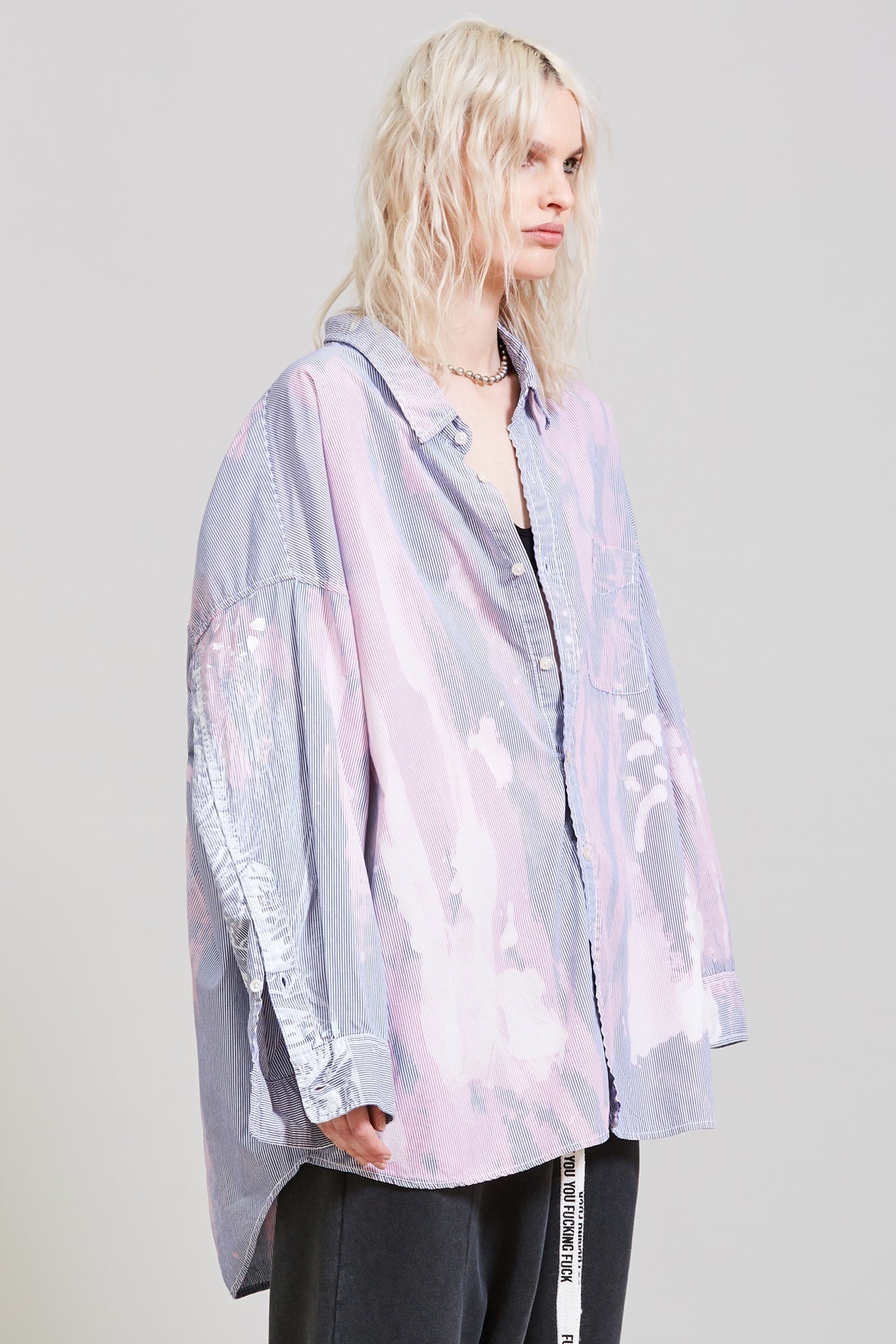 Bleached Drop Neck Shirt | R13 Denim Official Site - 3