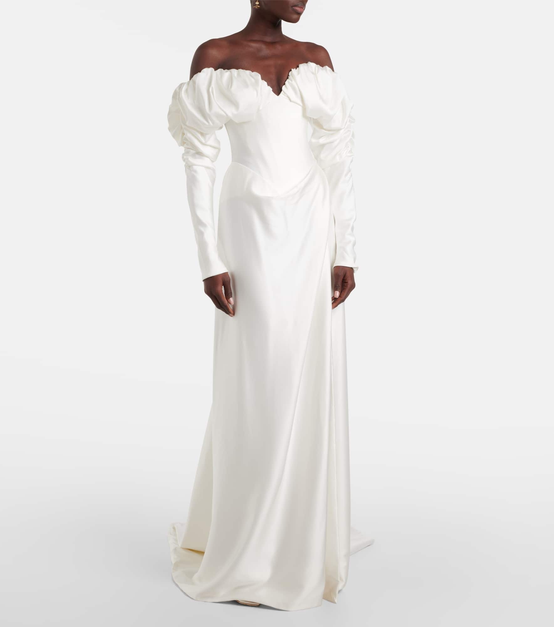 Bridal Ember off-shoulder satin corset gown - 2