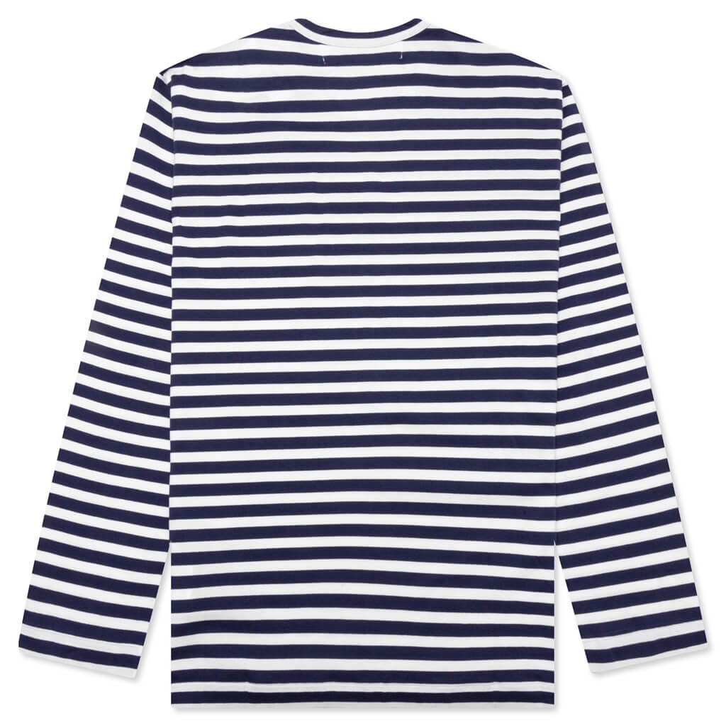 COMME DES GARCONS PLAY X THE ARTIST INVADER L/S T-SHIRT - NAVY/WHITE - 2