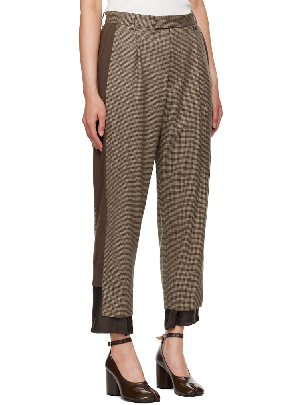 Brown Houndstooth Trousers - 2