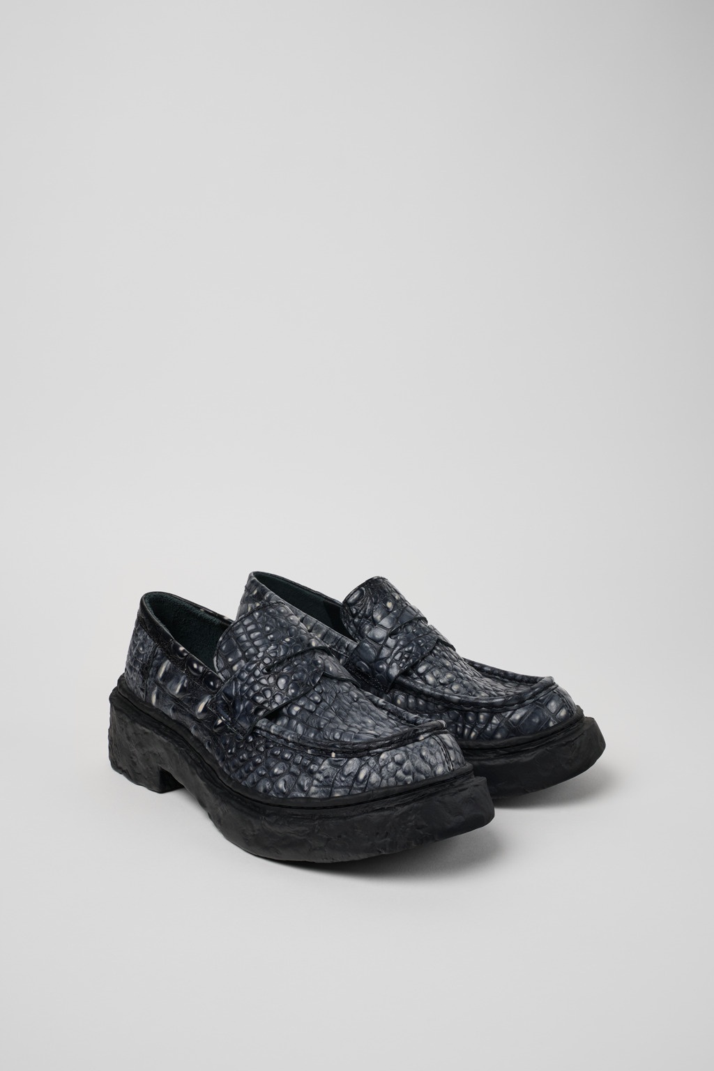 Gray Leather Loafers - 2