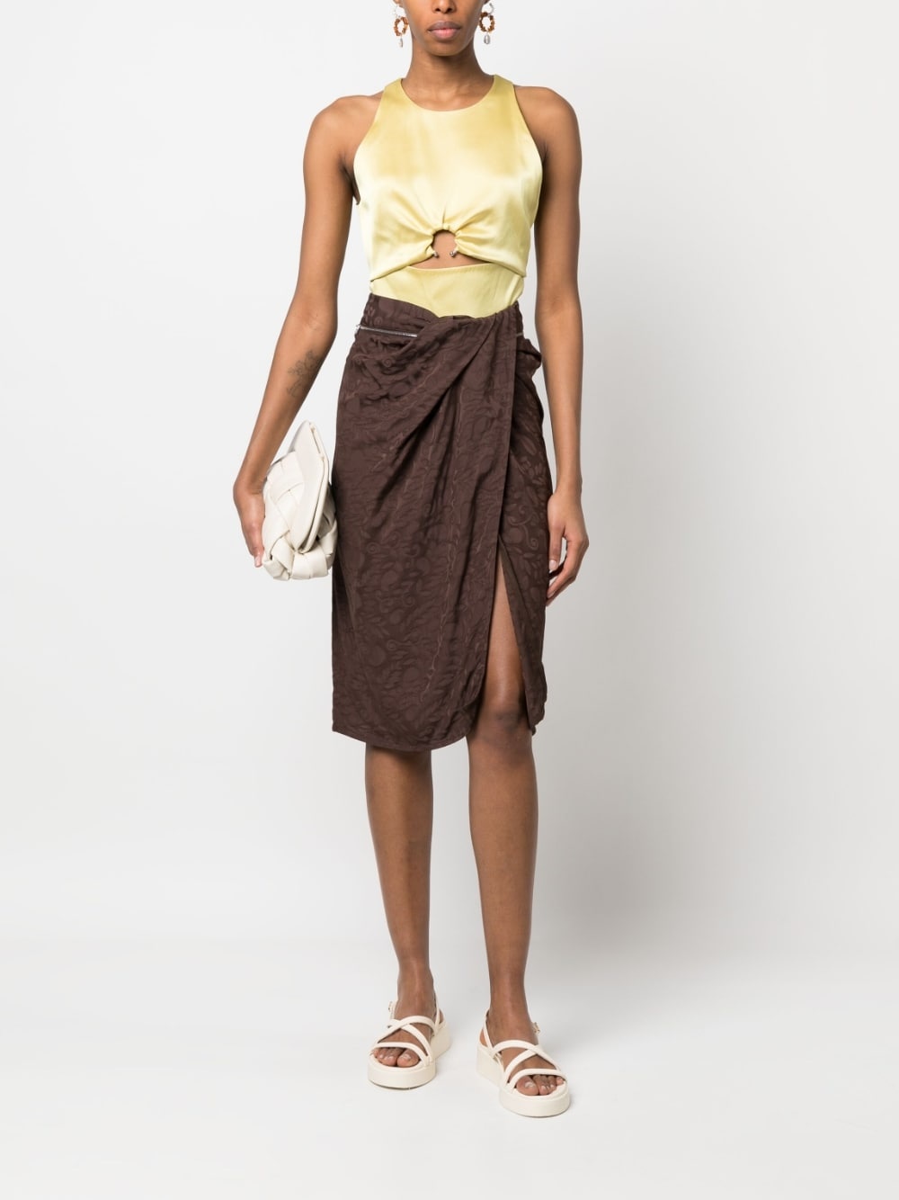 cut-out sleeveless satin top - 2