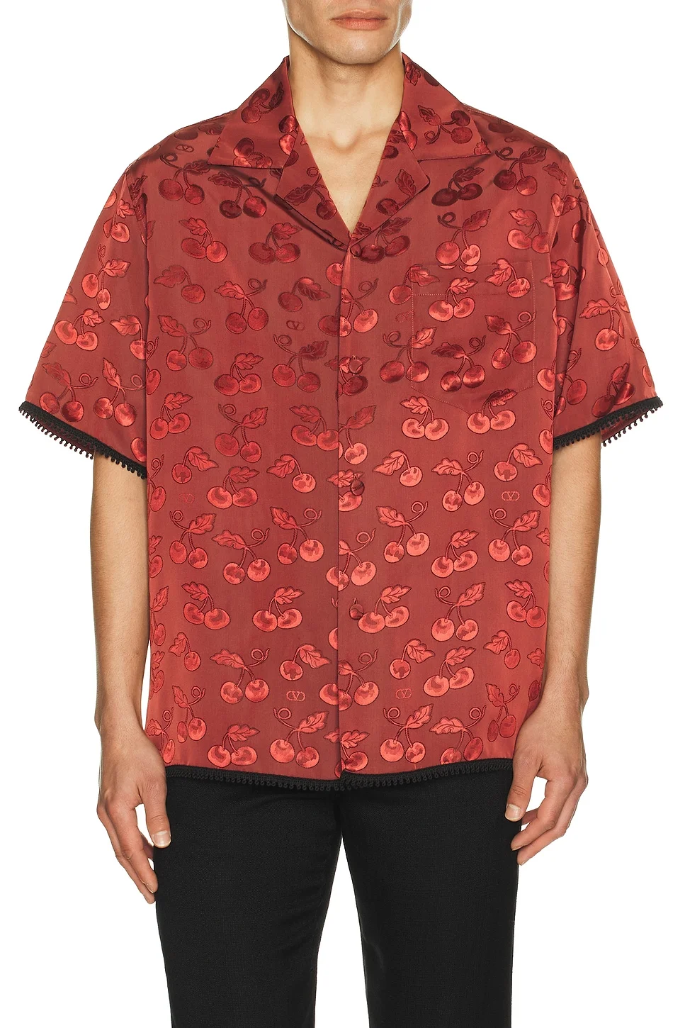 Satin Cherry Button Up Shirt - 1