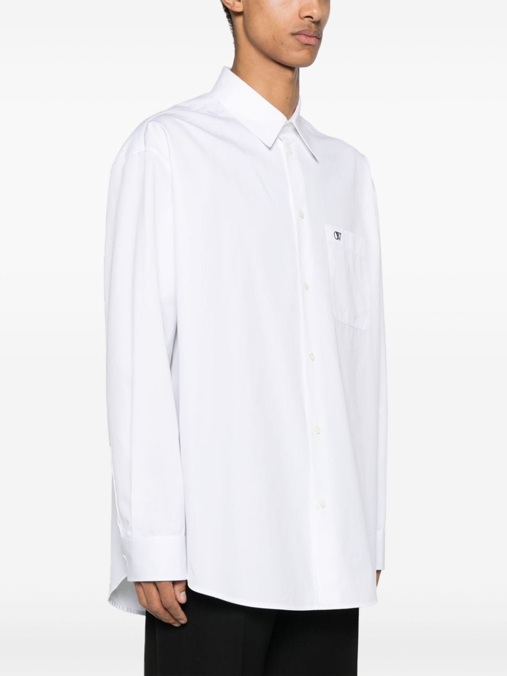 logo-embroidered cotton shirt - 3