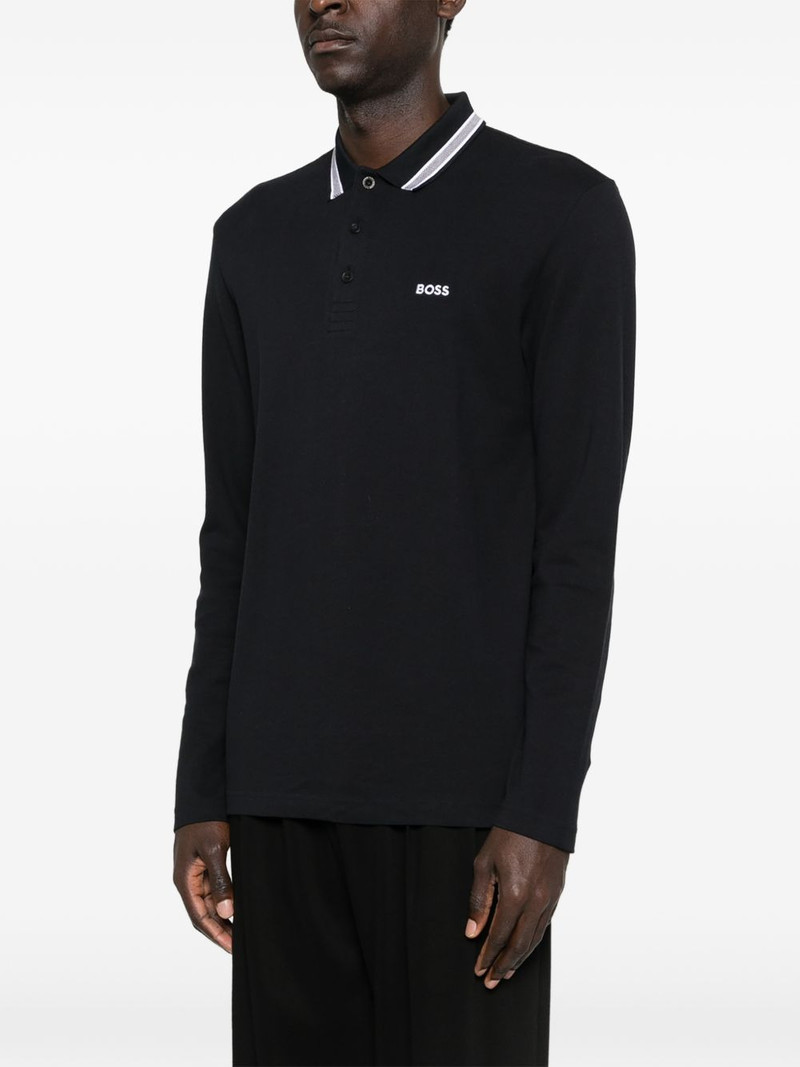 long-sleeve contrast-trim polo shirt 3