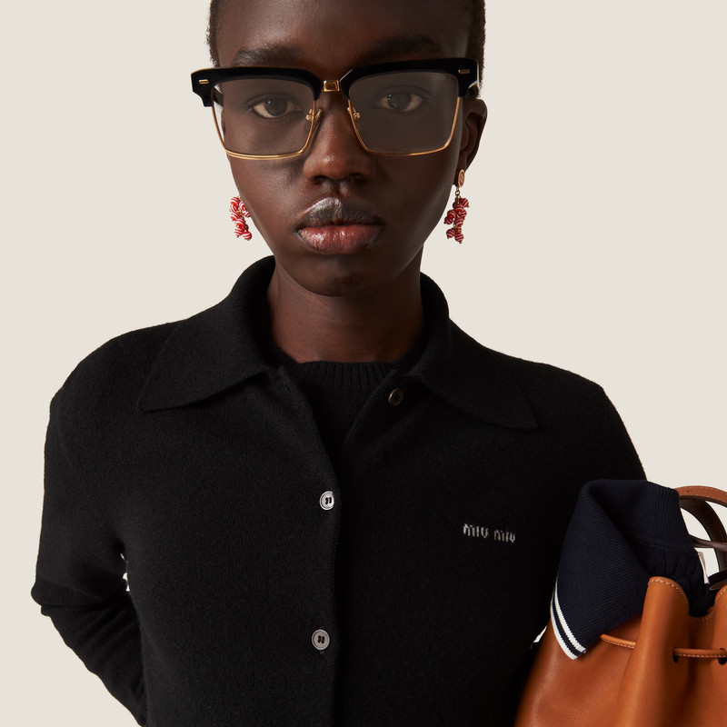 Miu Miu Metal earrings with synthetic pearls outlook