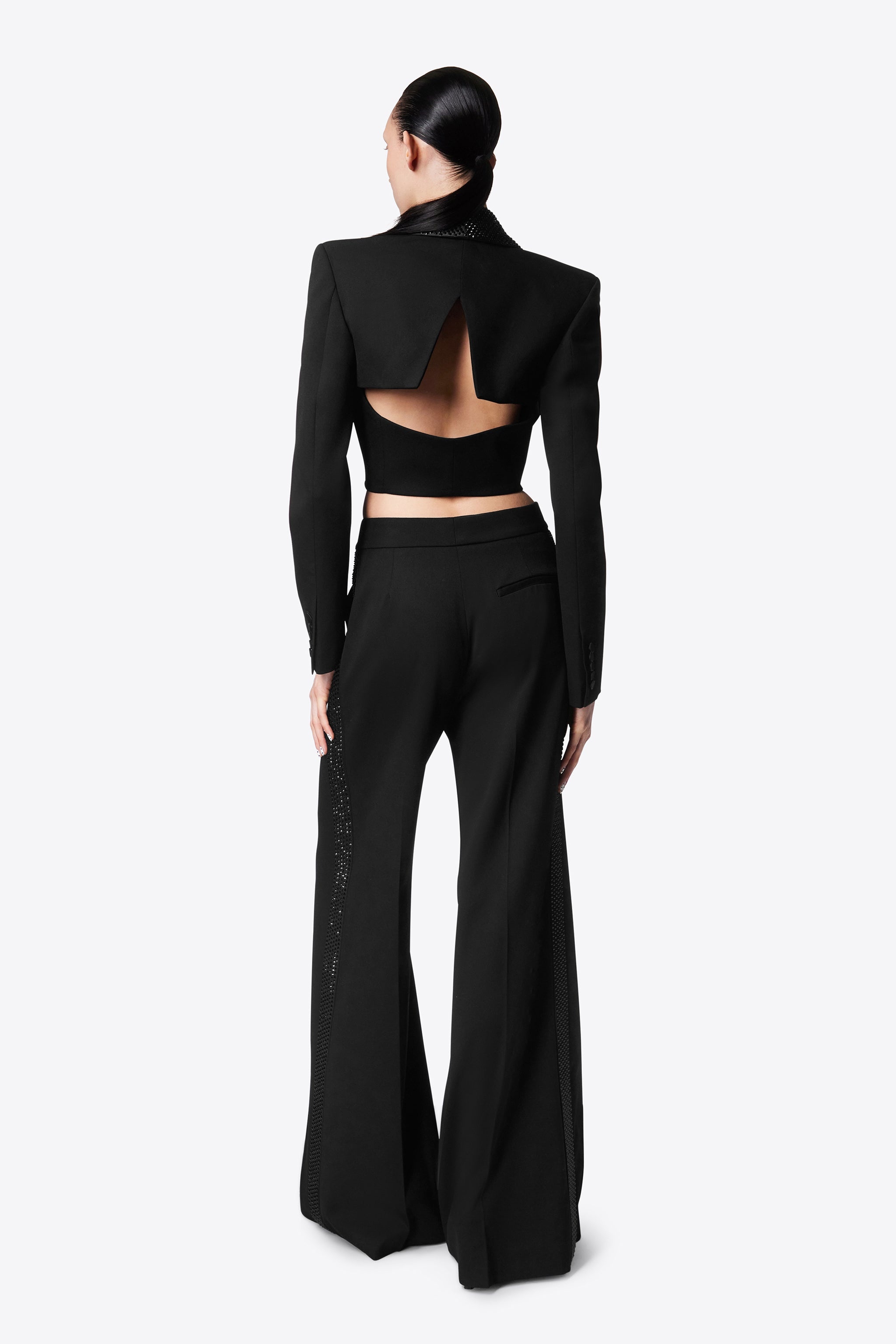 CRYSTAL EMBELLISHED CROPPED BLAZER - 5