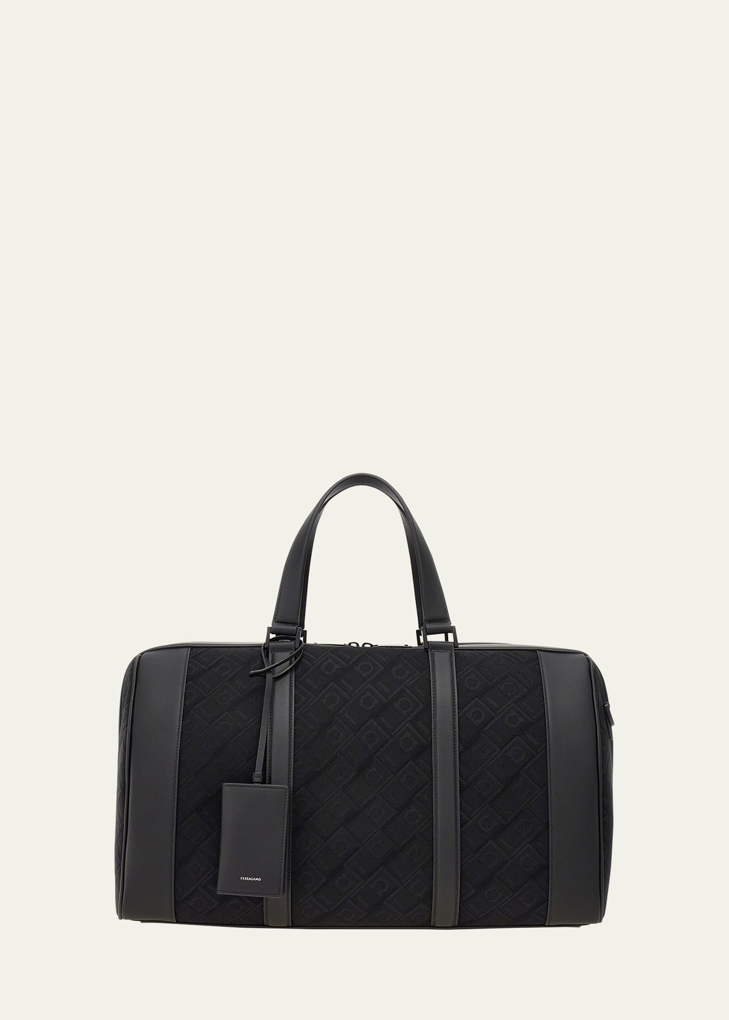 Men's Jacquard and Leather Duffel Bag - 1