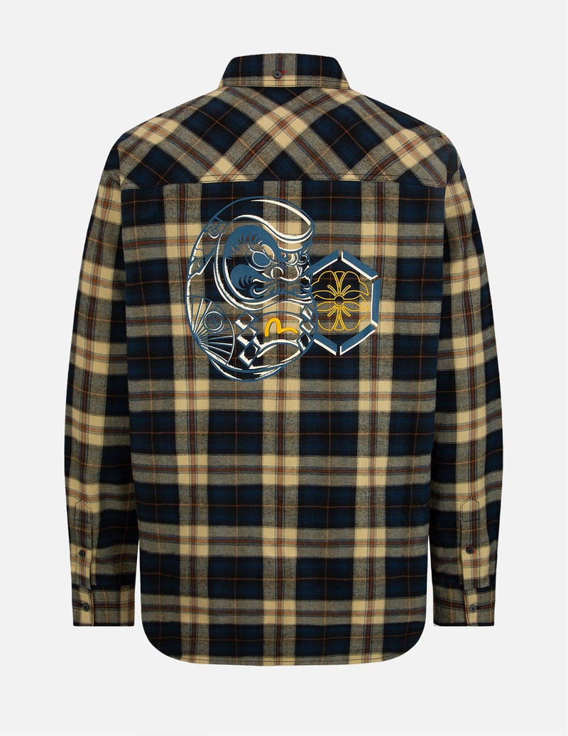 EVISU DARUMA AND KAMON PRINT CHECKED FLANNEL SHIRT outlook