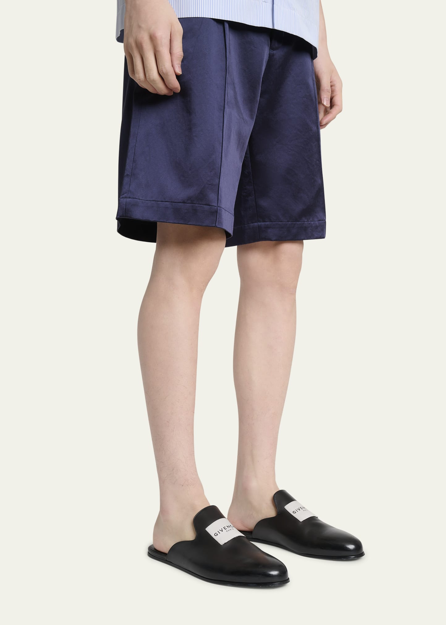 Men's Label Leather Mule Slides - 2
