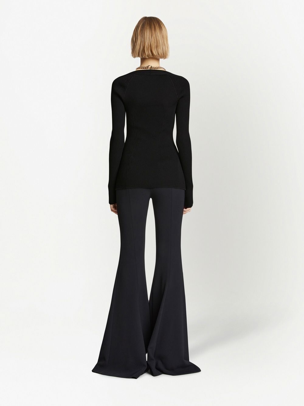 chain-detail ribbed-knit jumper - 4