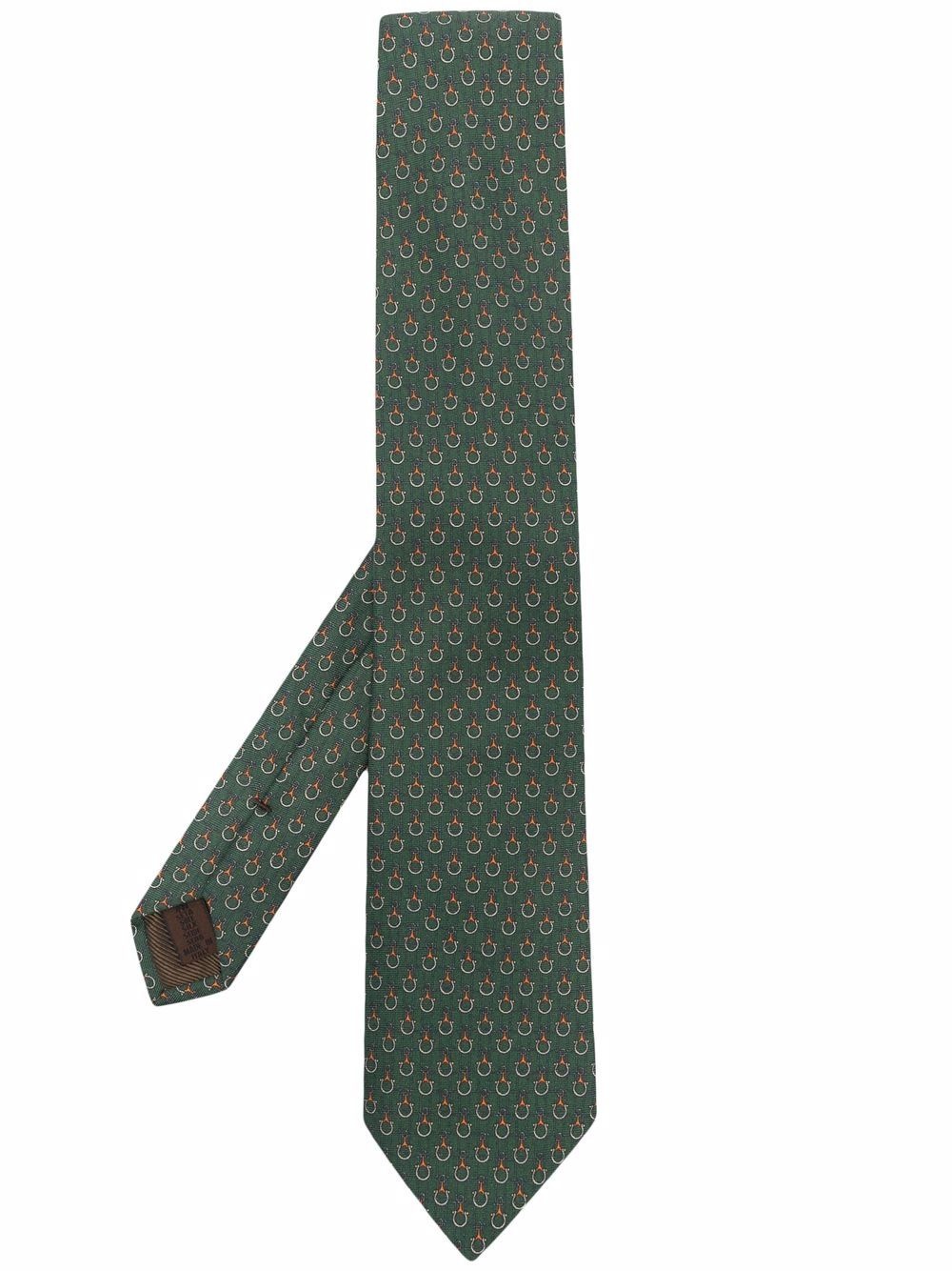 geometric-print silk tie - 1