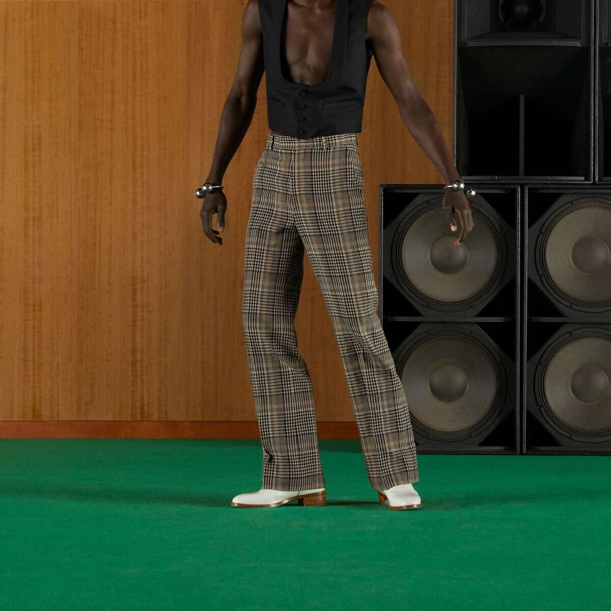 Check wool linen pant - 7