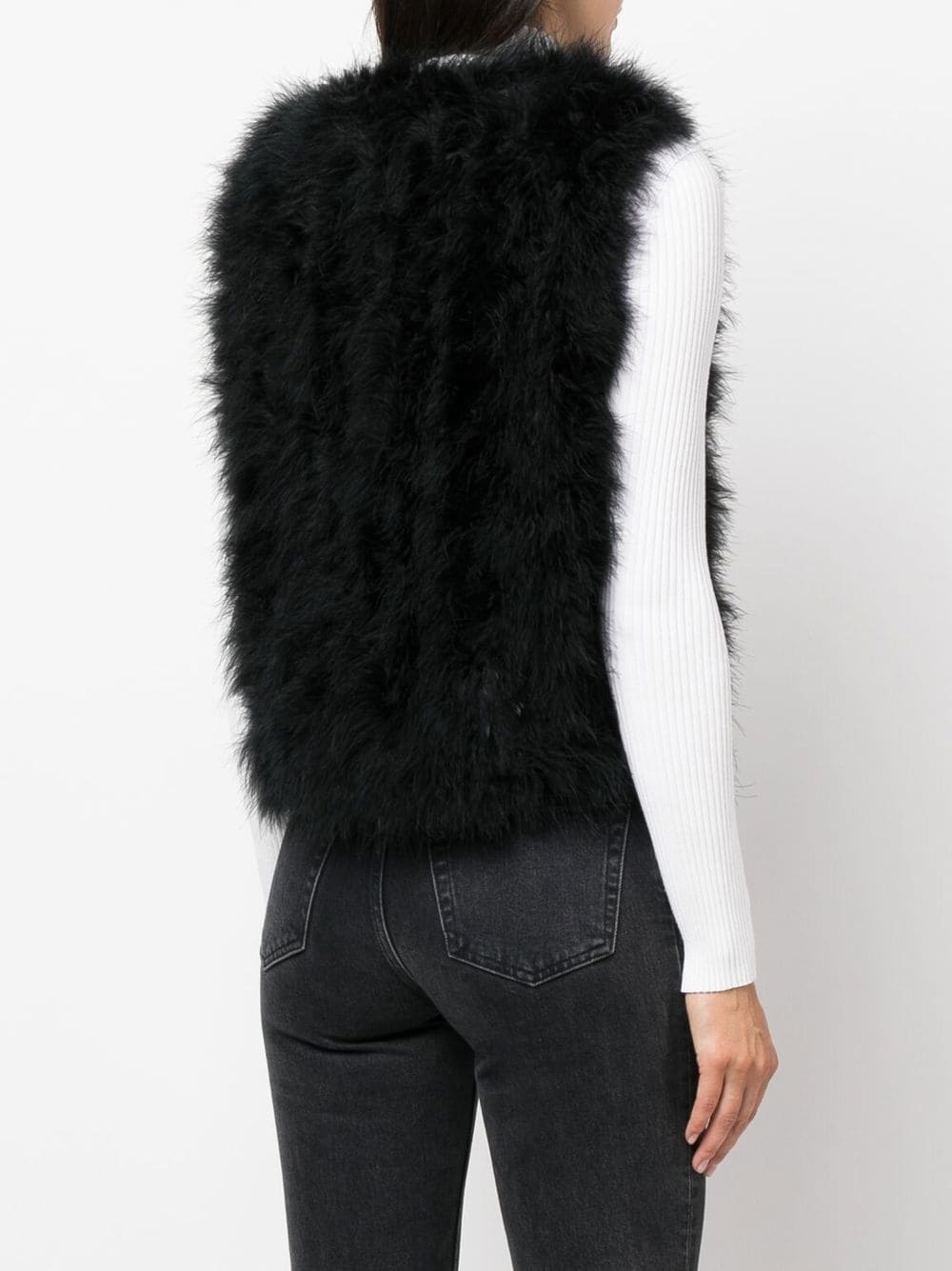 silk feathered-finish waistcoat - 4