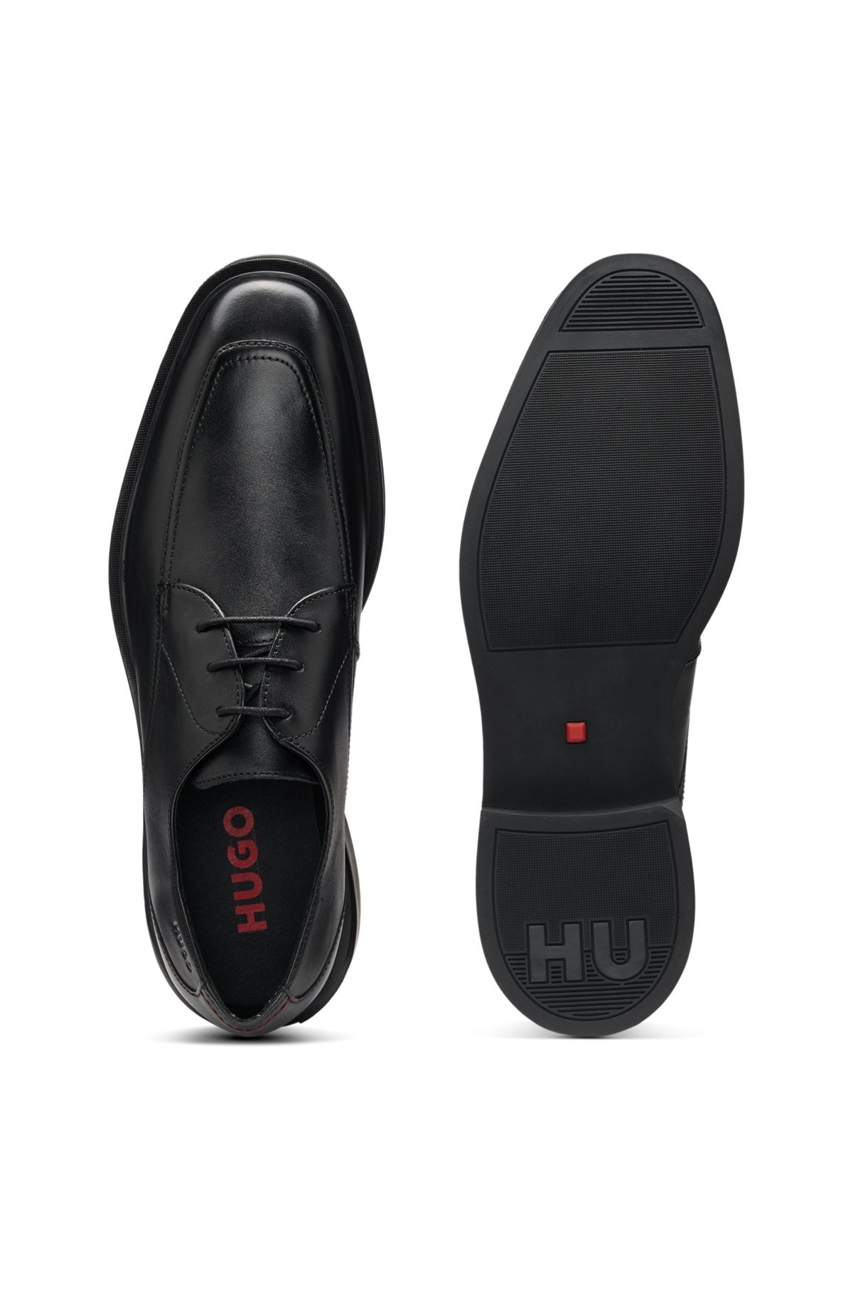 LEATHER DERBY SHOES WITH DOUBLE STITCHING - 4