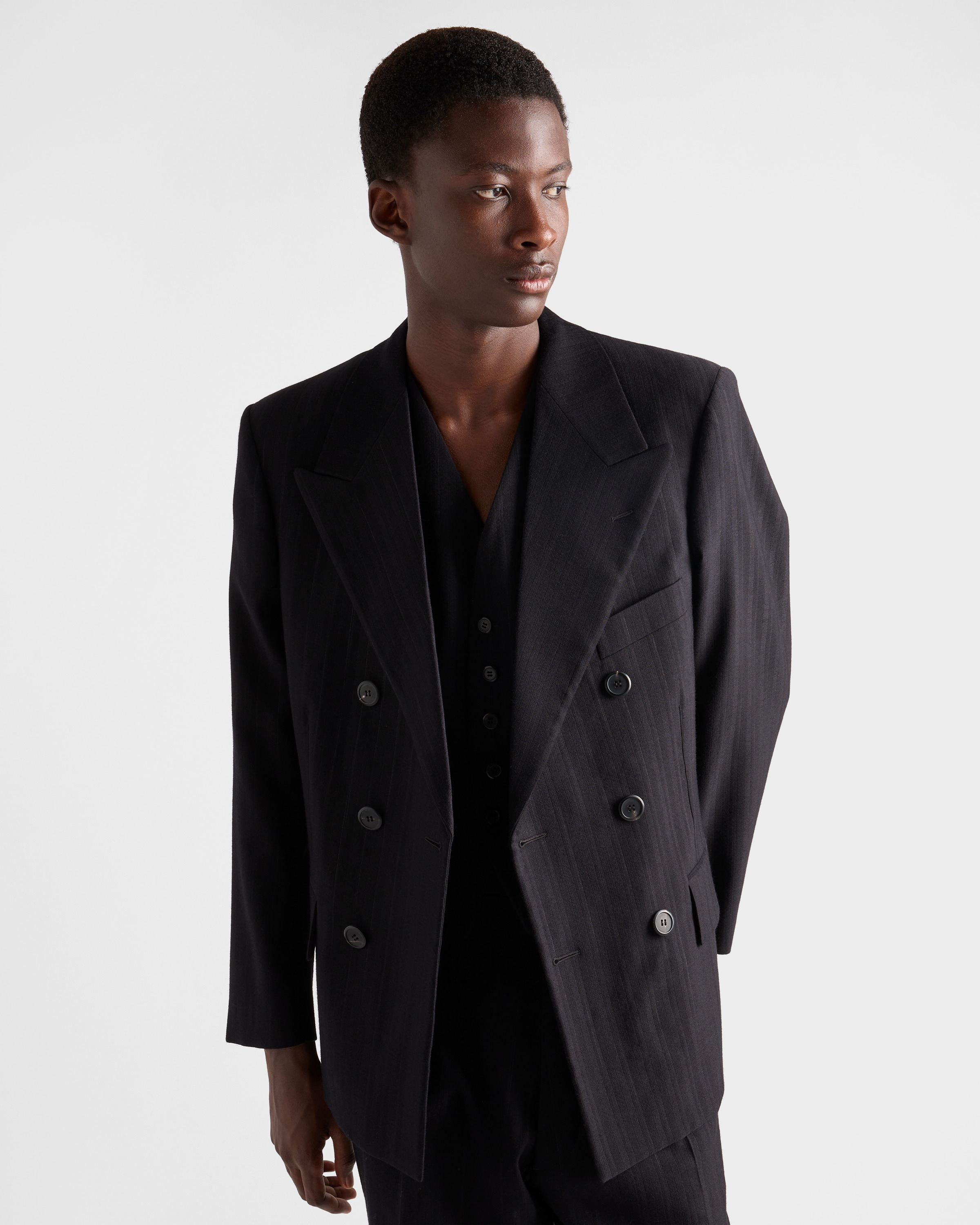 Double-breasted wool blend jacket - 3