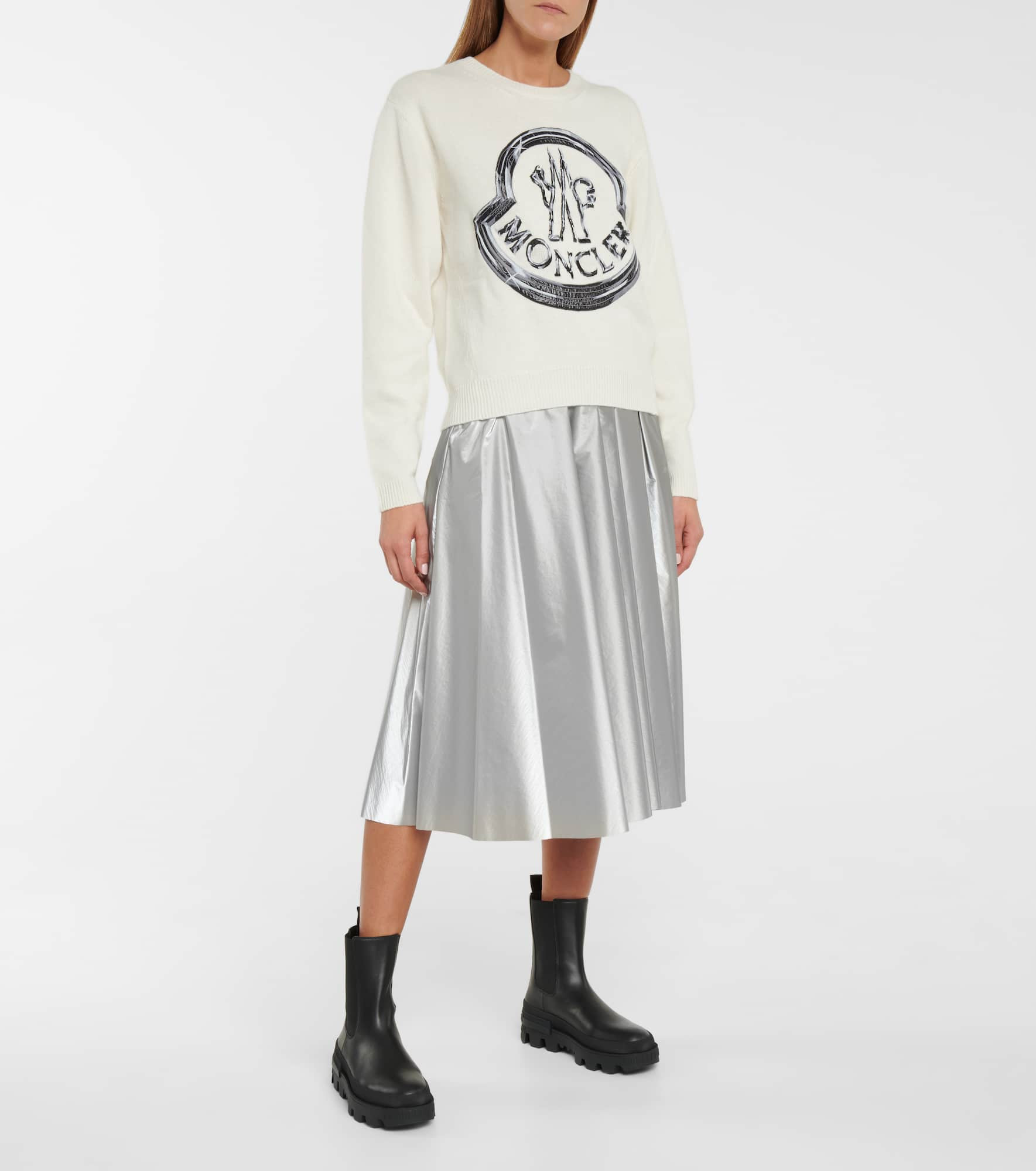 High-waisted pleated midi skirt - 2