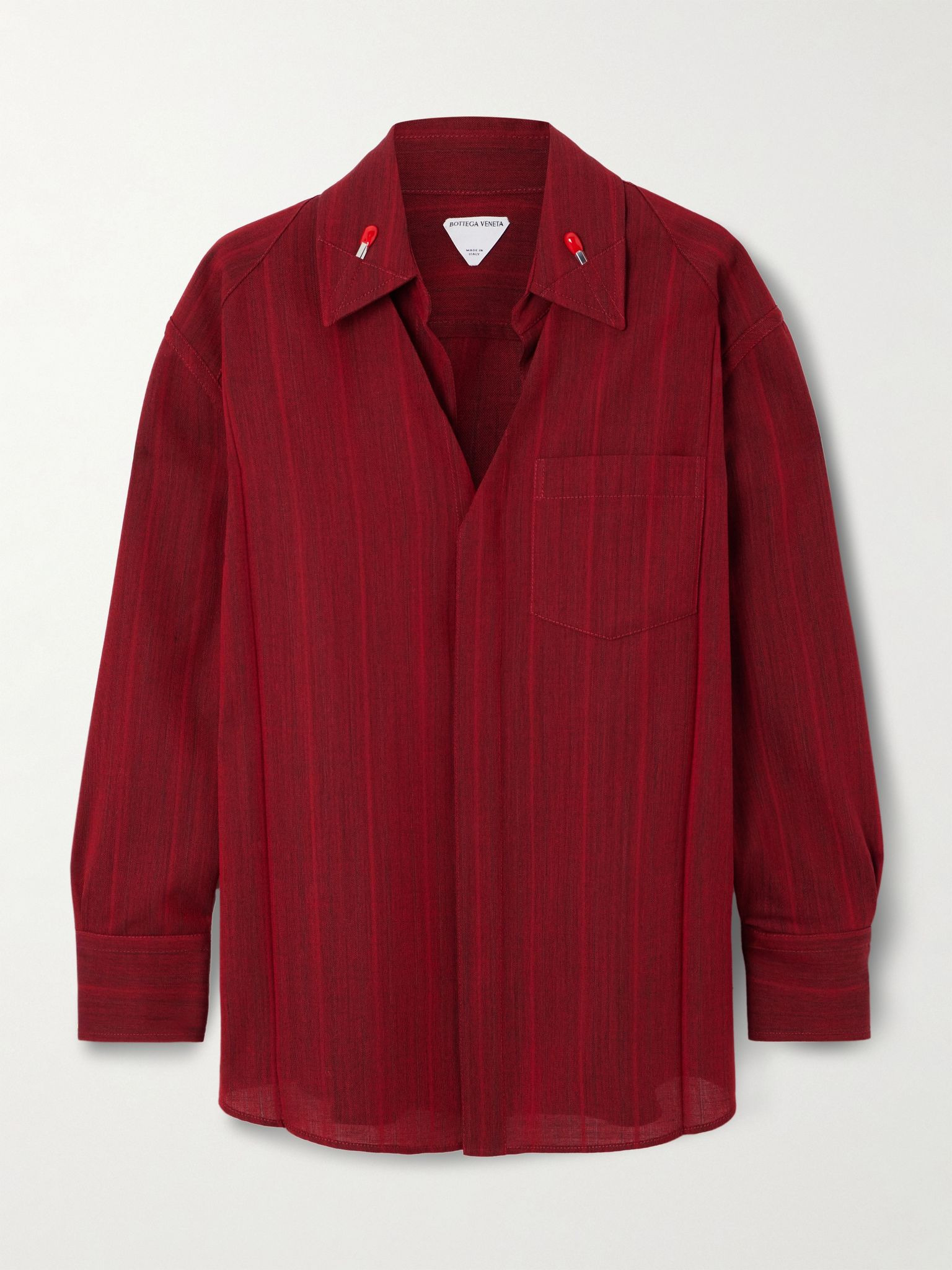 Embellished striped wool-blend shirt Red - 1