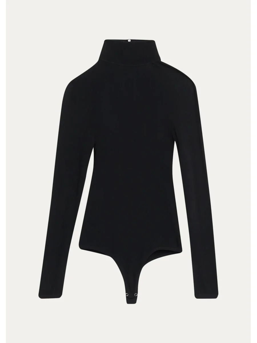 Turtleneck Stretch Viscose Bodysuit - 1