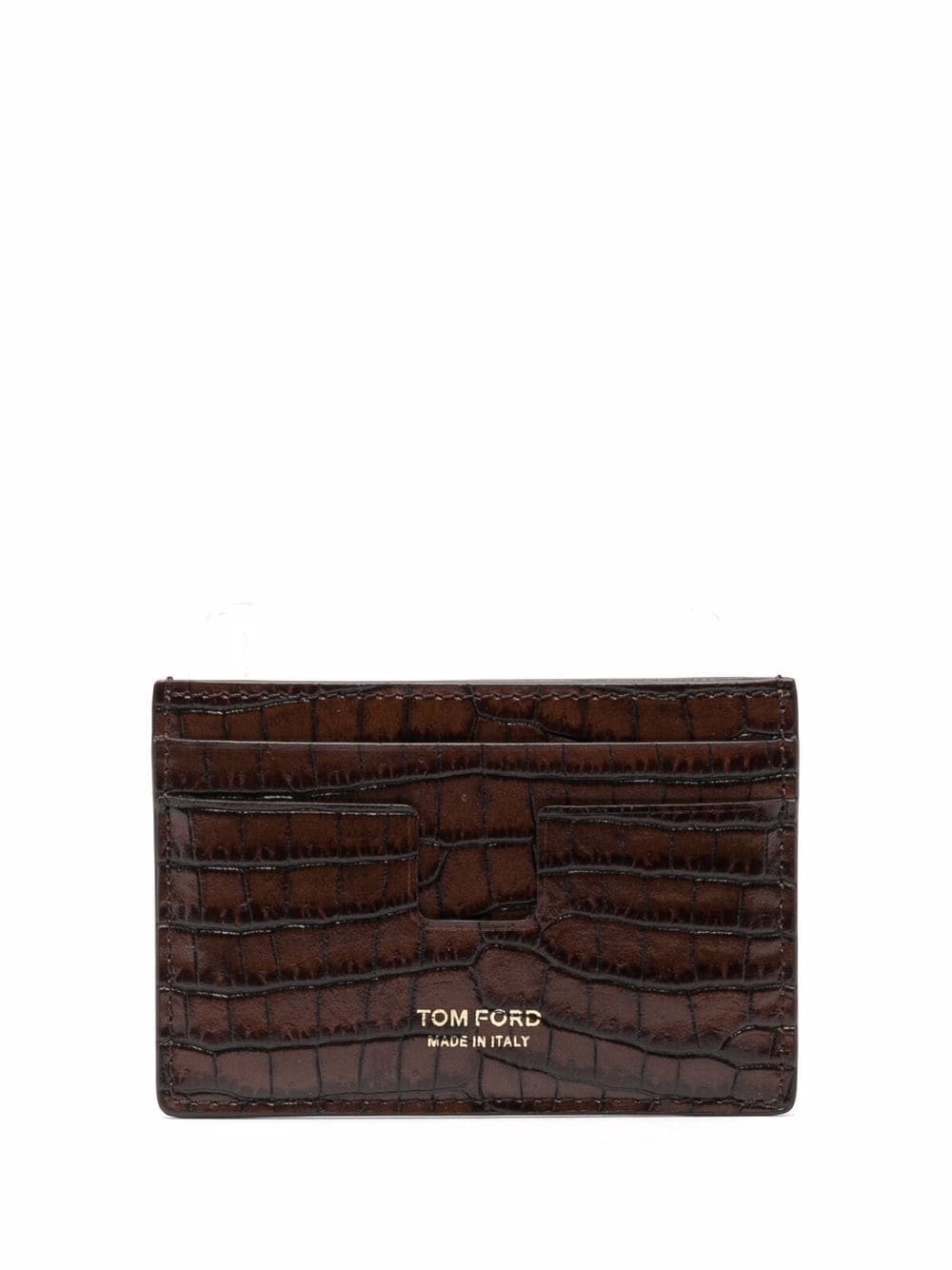 crocodile-effect leather cardholder - 1