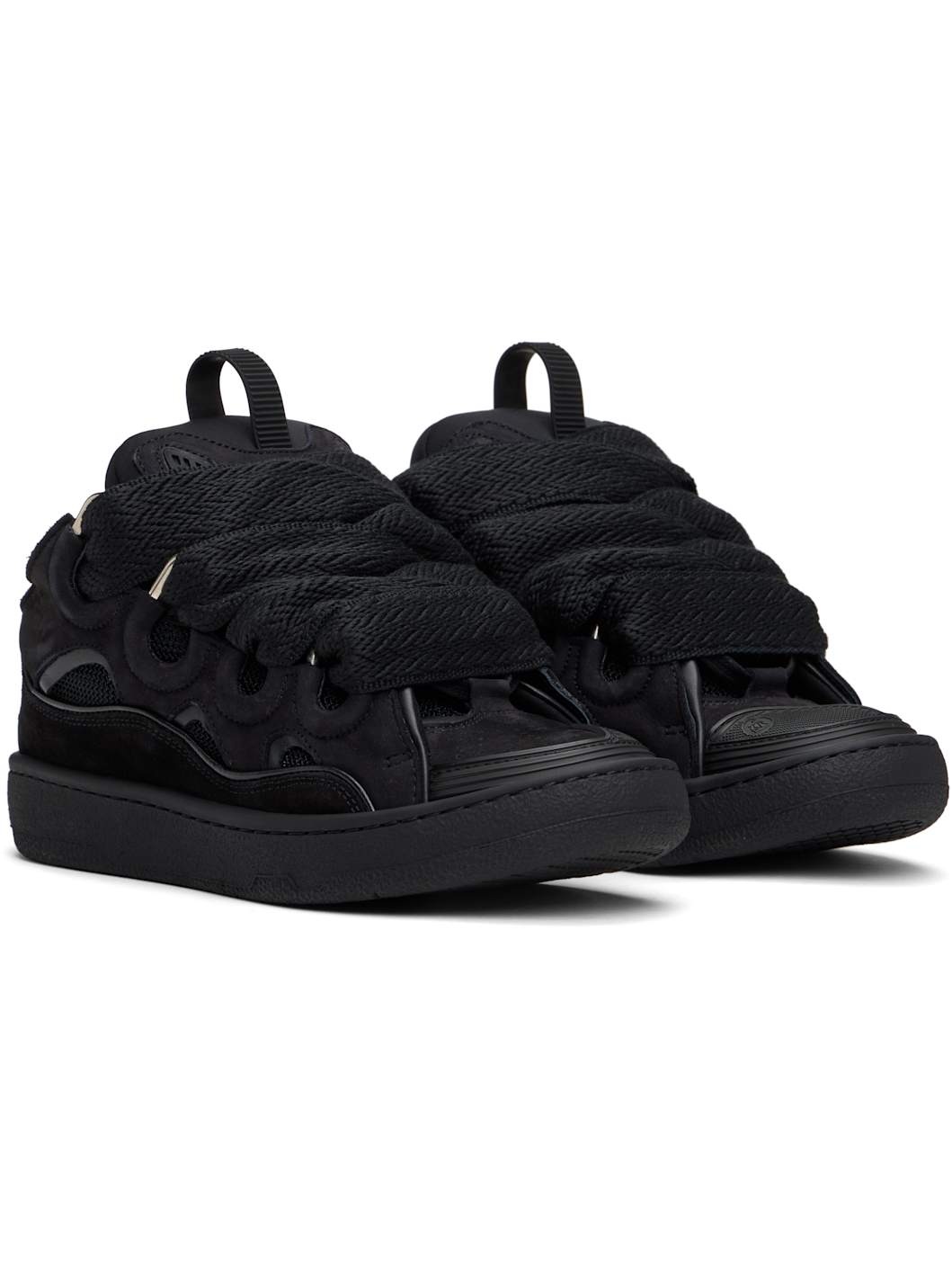 Black Curb Leather Sneakers - 4