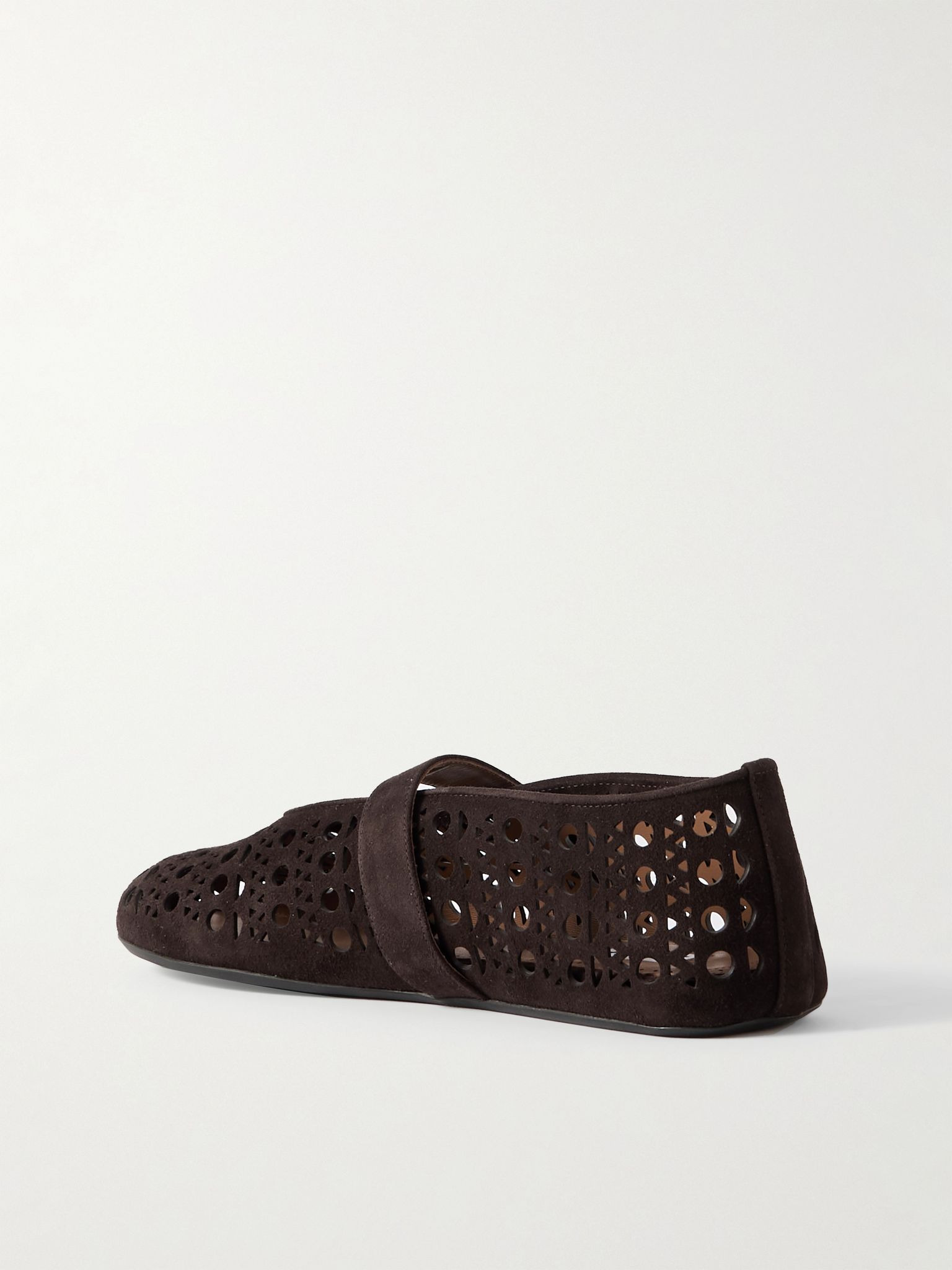 Perforated suede ballet flats Brown - 3